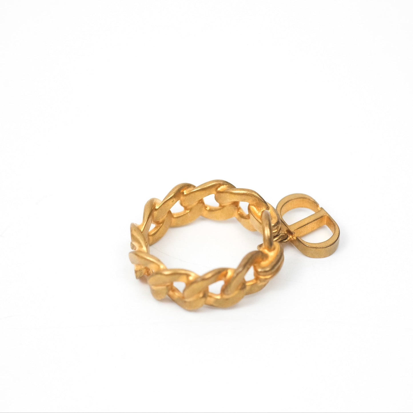 Christian Dior Chain Drop CD Logo Ring Size M