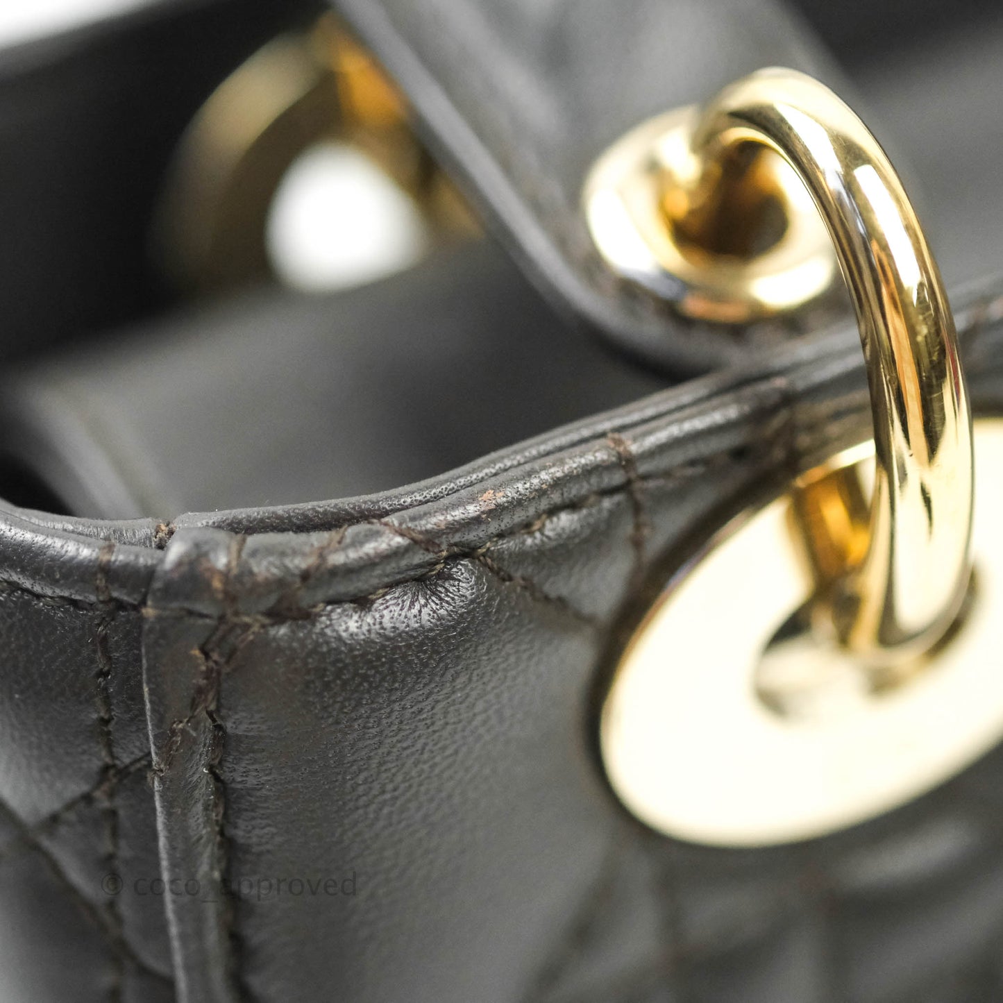 Christian Dior Lambskin My ABCDior Lady Dior Dark Grey Gold Hardware