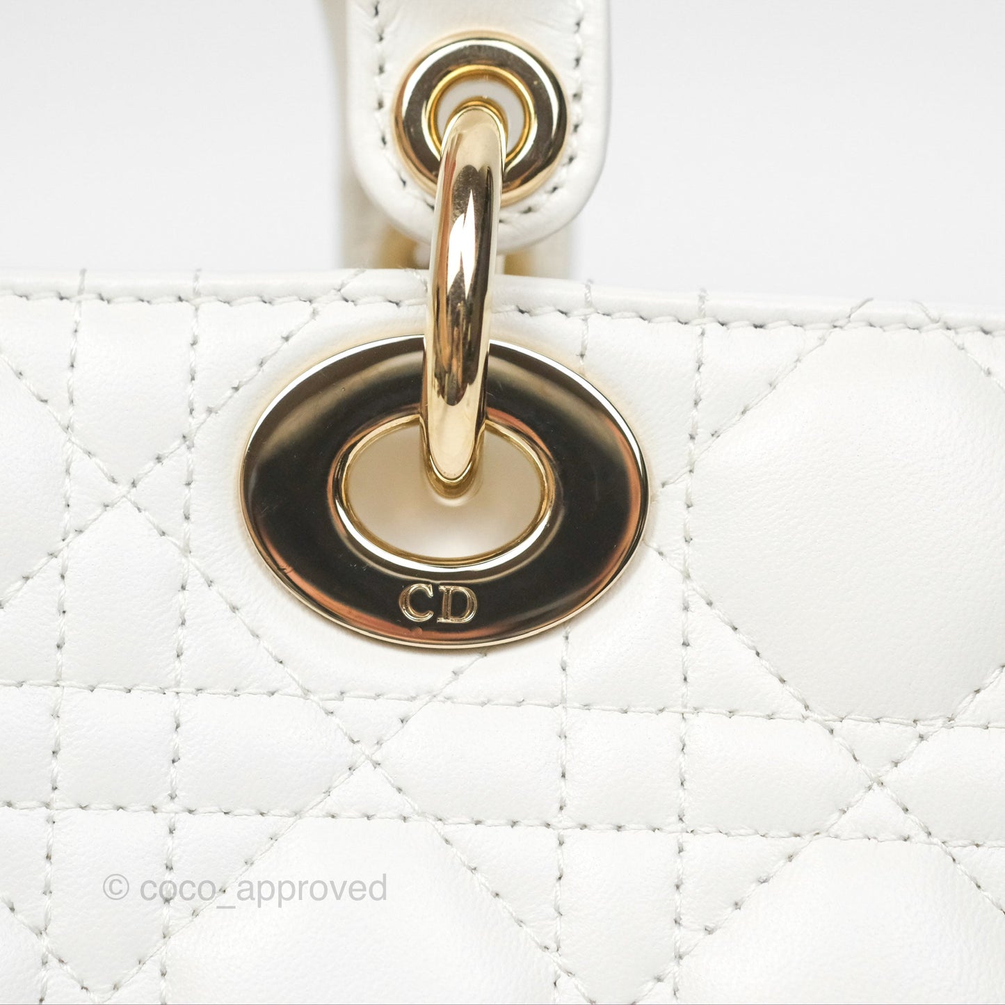 Christian Dior Small Lady D-Joy Bag Latte Lambskin Cannage Gold Hardware