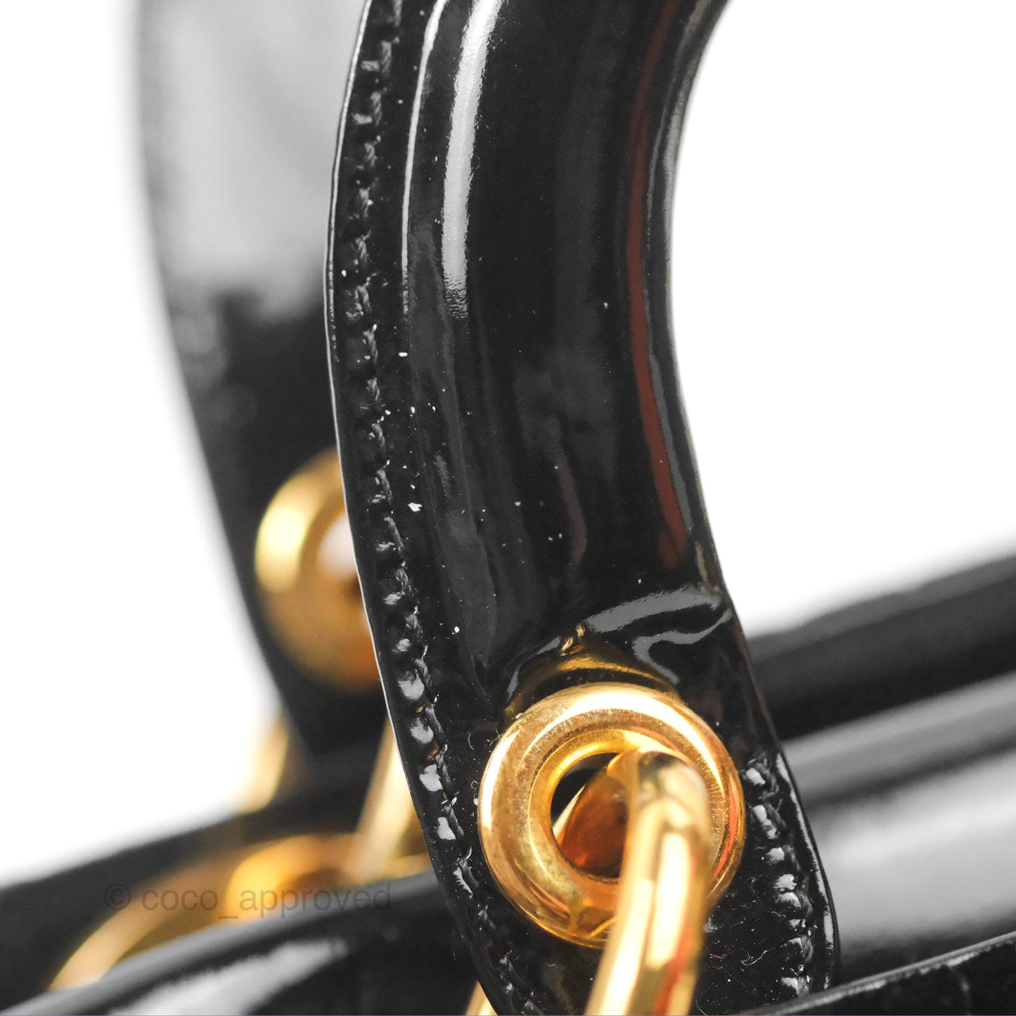 Dior Mini Lady Dior Cannage Black Suede Patent Gold Hardware