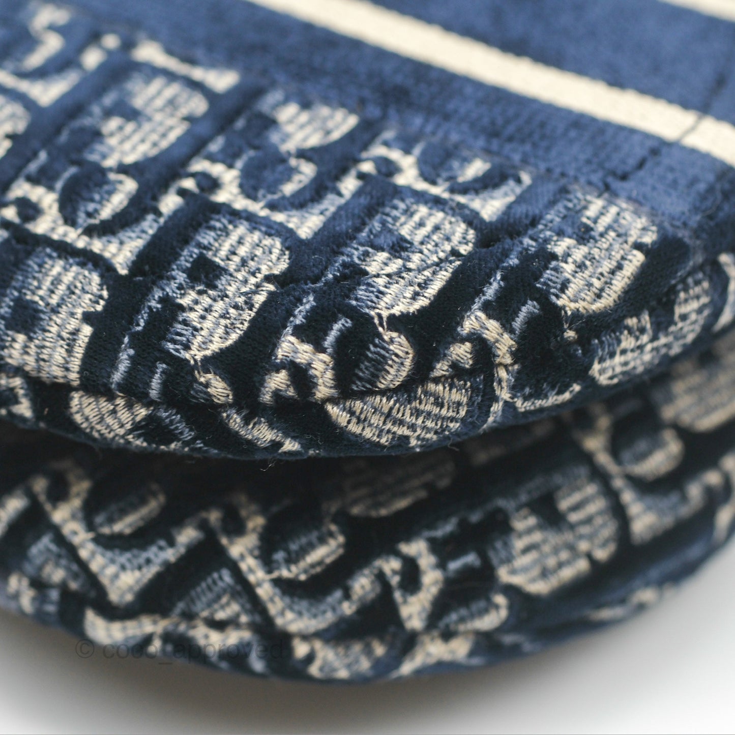 Christian Dior Saddle Bag Velvet Navy Dior Oblique Embroidery Gold Hardware