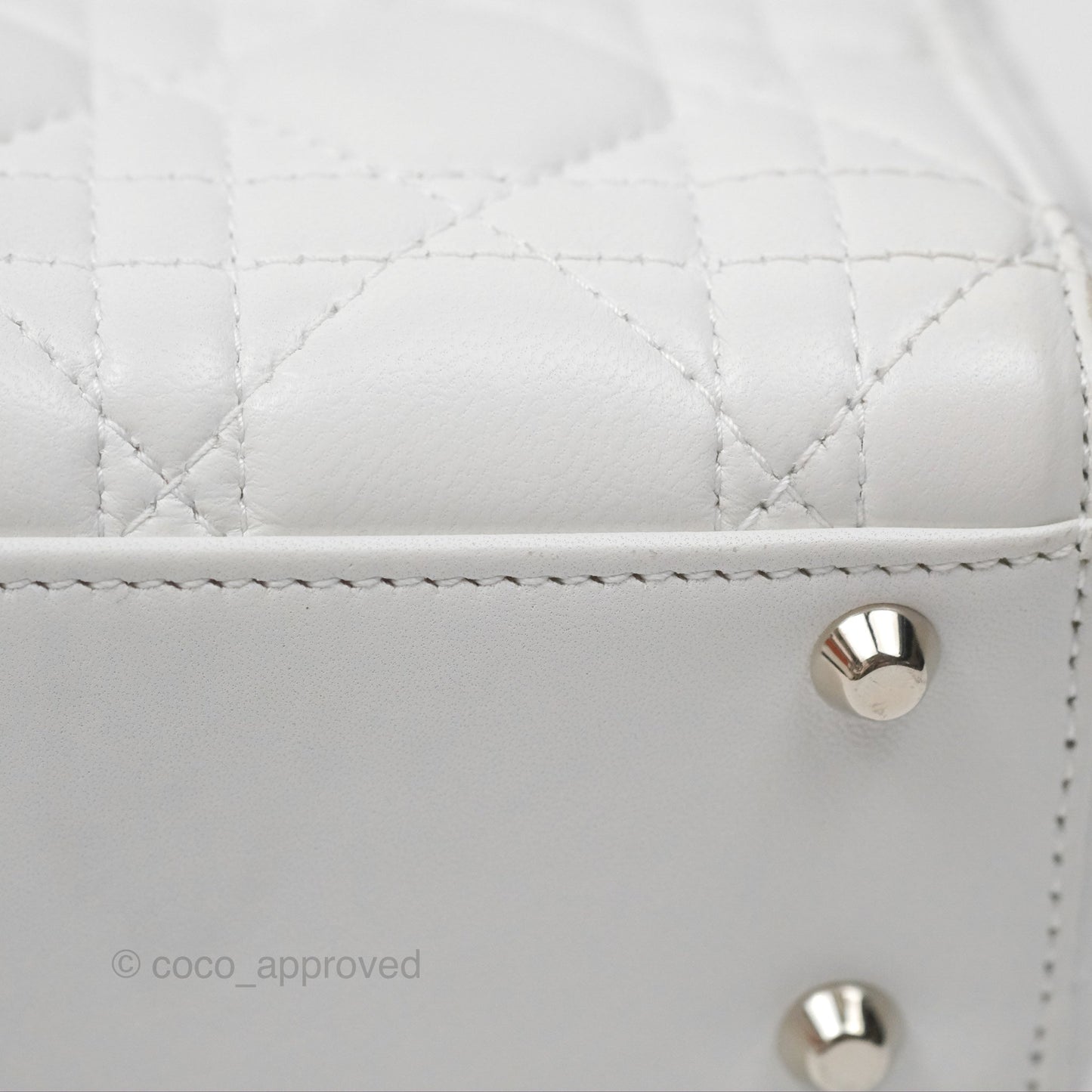 Christian Dior Cannage Mini Lady Dior White Silver Hardware