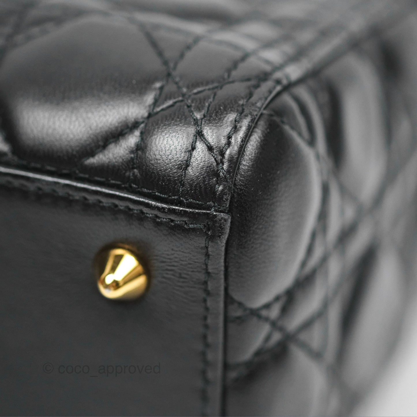 Christian Dior Medium Lady Dior Black Lambskin Gold Hardware