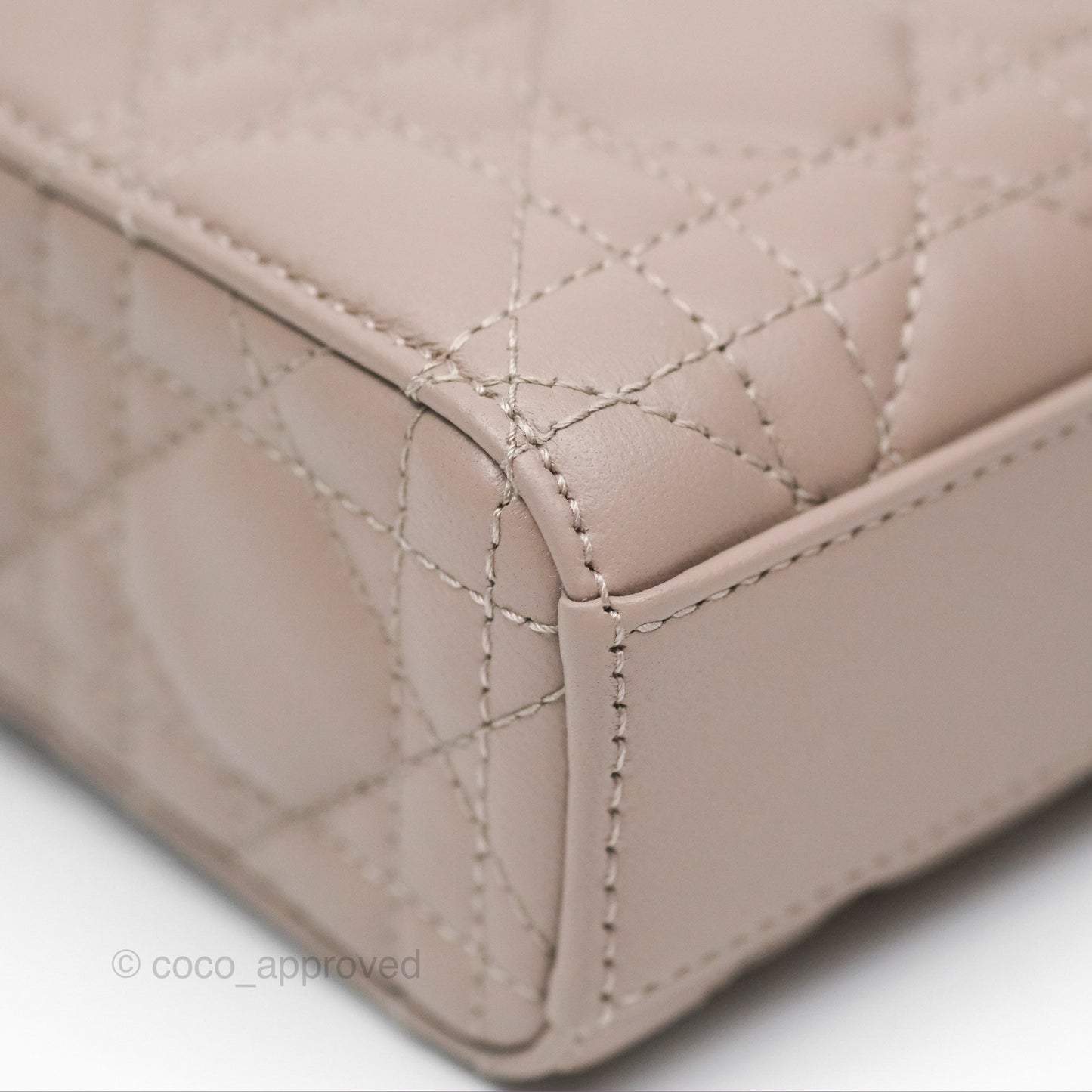 Christian Dior Medium Lady D-Joy Bag Warm Taupe Lambskin Gold Hardware