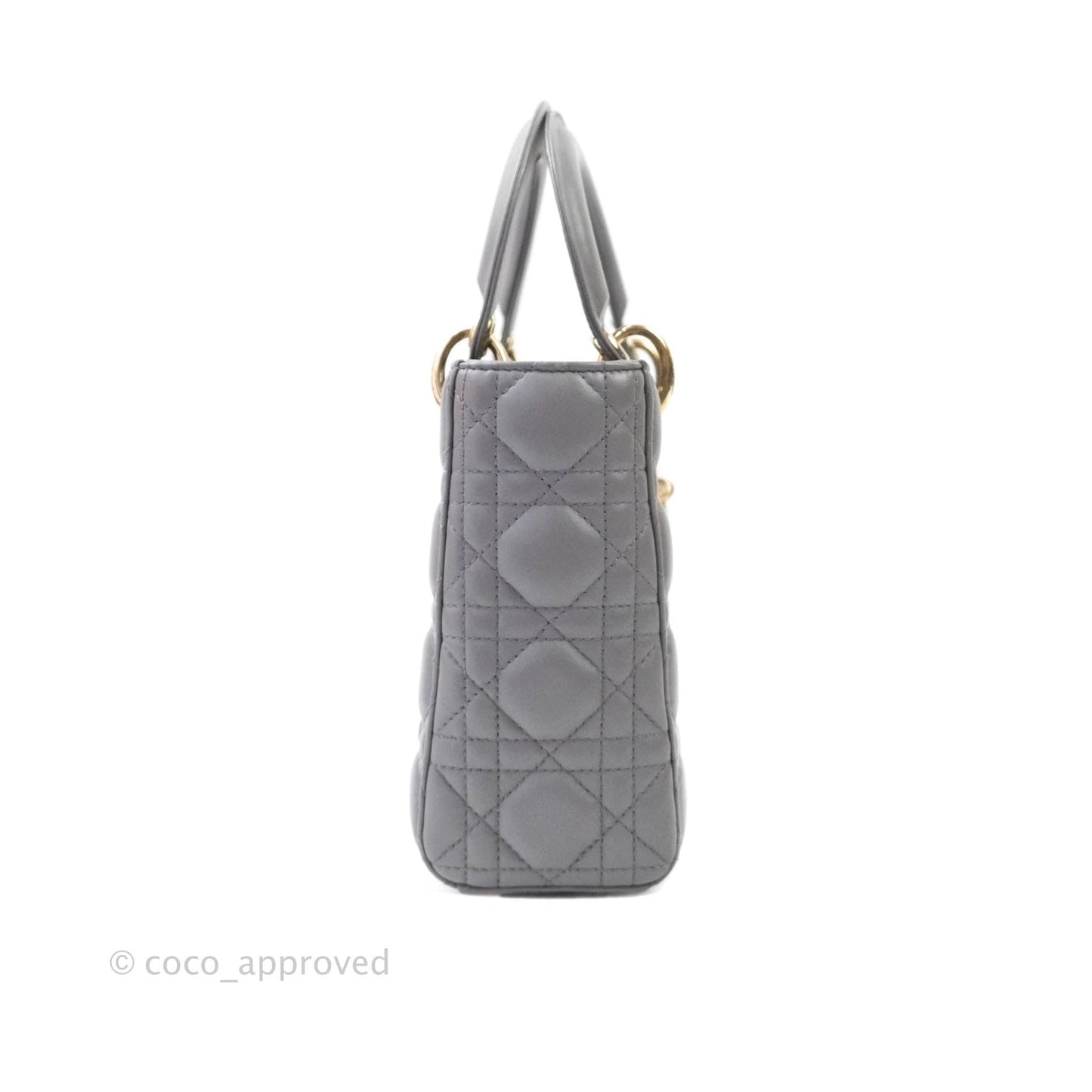 Christian Dior Lambskin My ABCDior Lady Dior Grey Gold Hardware