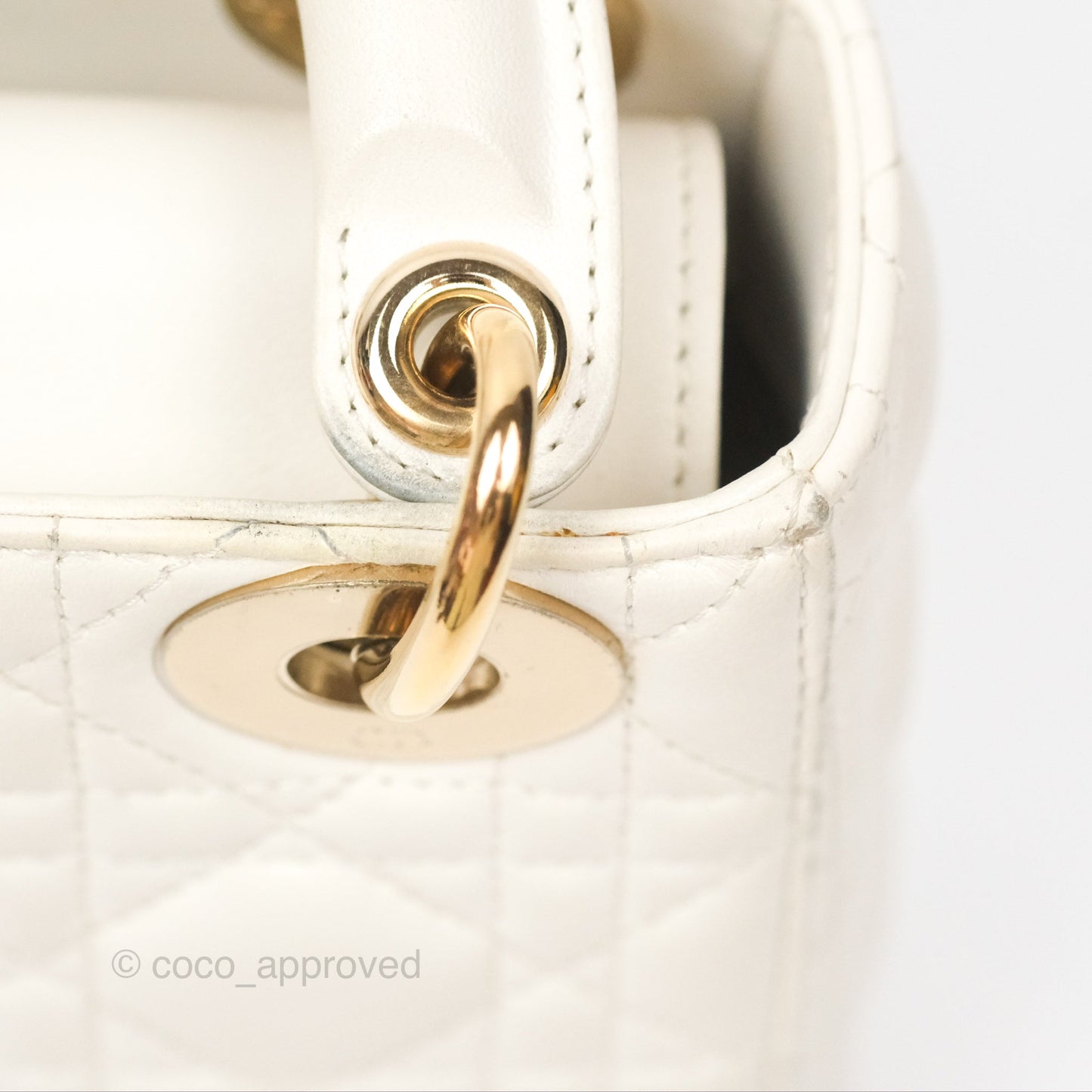 Christian Dior Cannage Mini Lady Dior White Gold Hardware