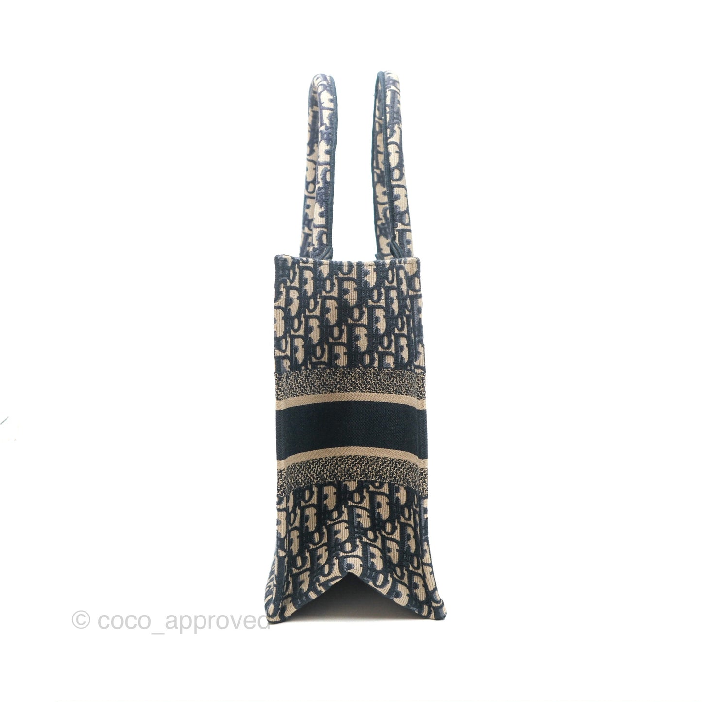Christian Dior Medium (Old Small) Dior Navy Oblique Embroidery Canvas Book Tote
