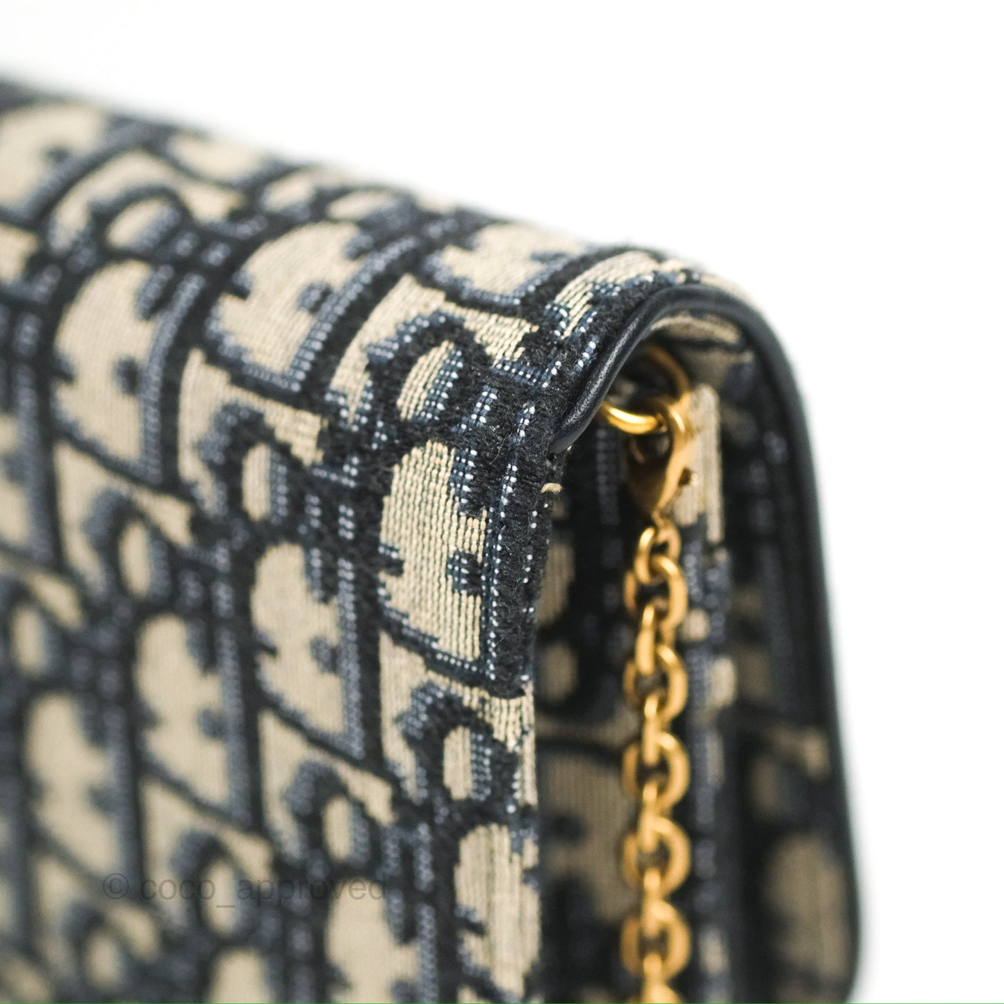 Christian Dior Saddle Chain Pouch Navy Oblique Jacquard