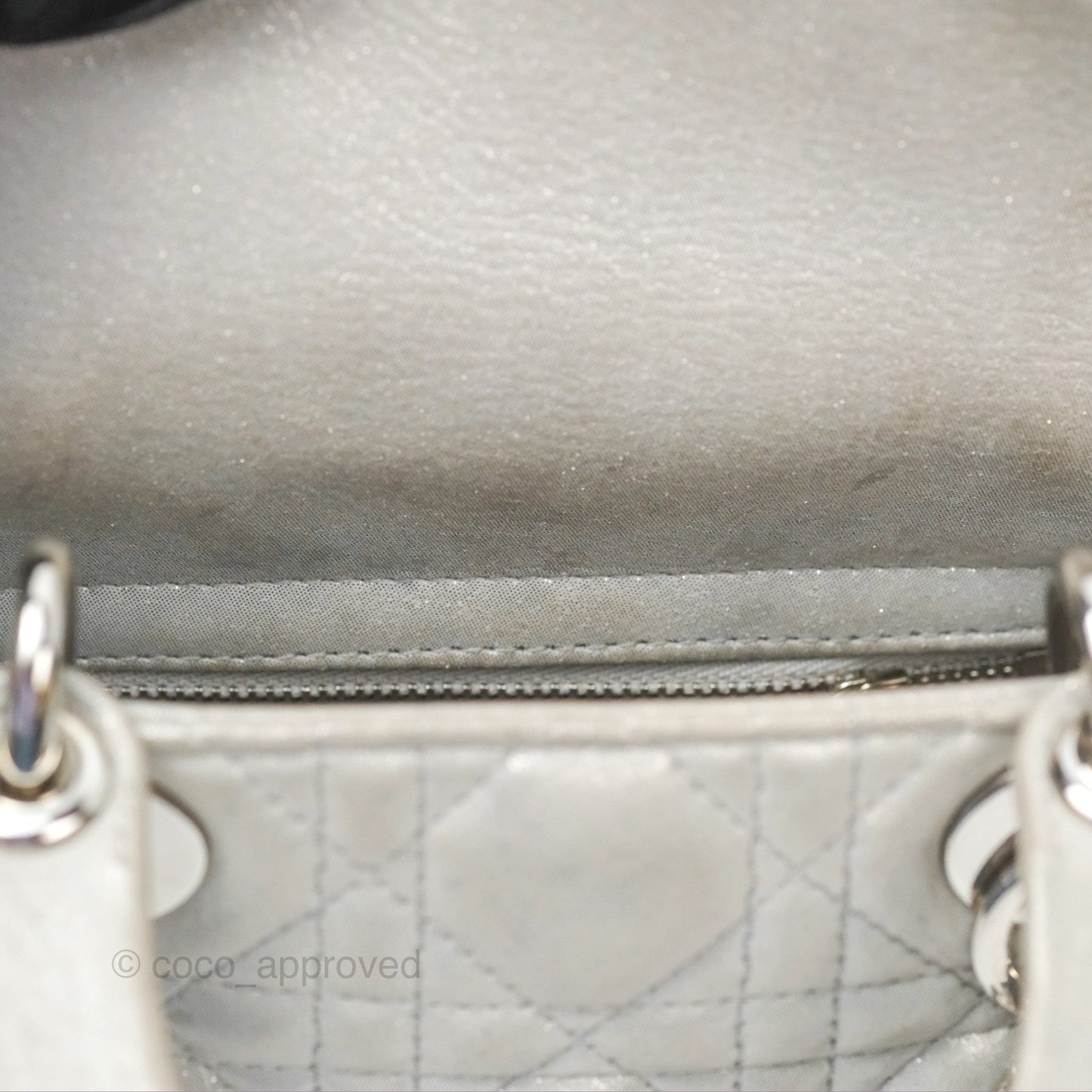 Christian Dior Mini Lady Dior Metallic Silver Nubuck Silver Hardware