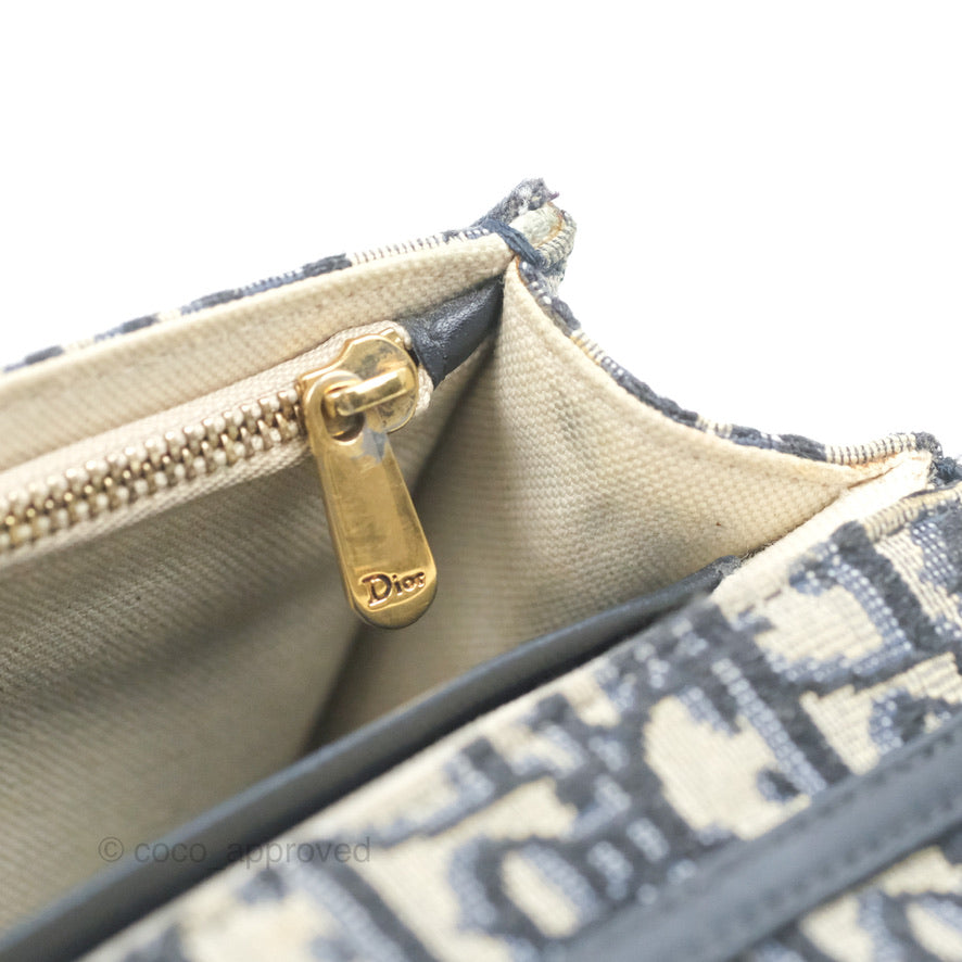 Christian Dior Saddle Chain Pouch Navy Oblique Jacquard