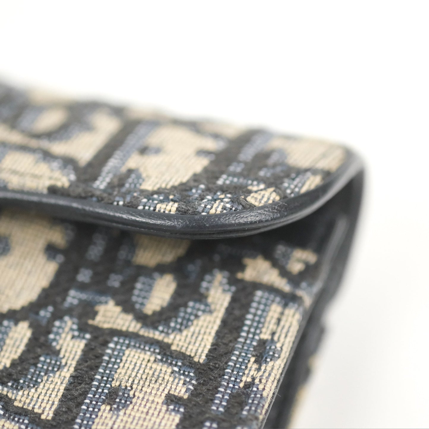 Christian Dior Saddle Flap Card Holder Blue Dior Oblique Jacquard
