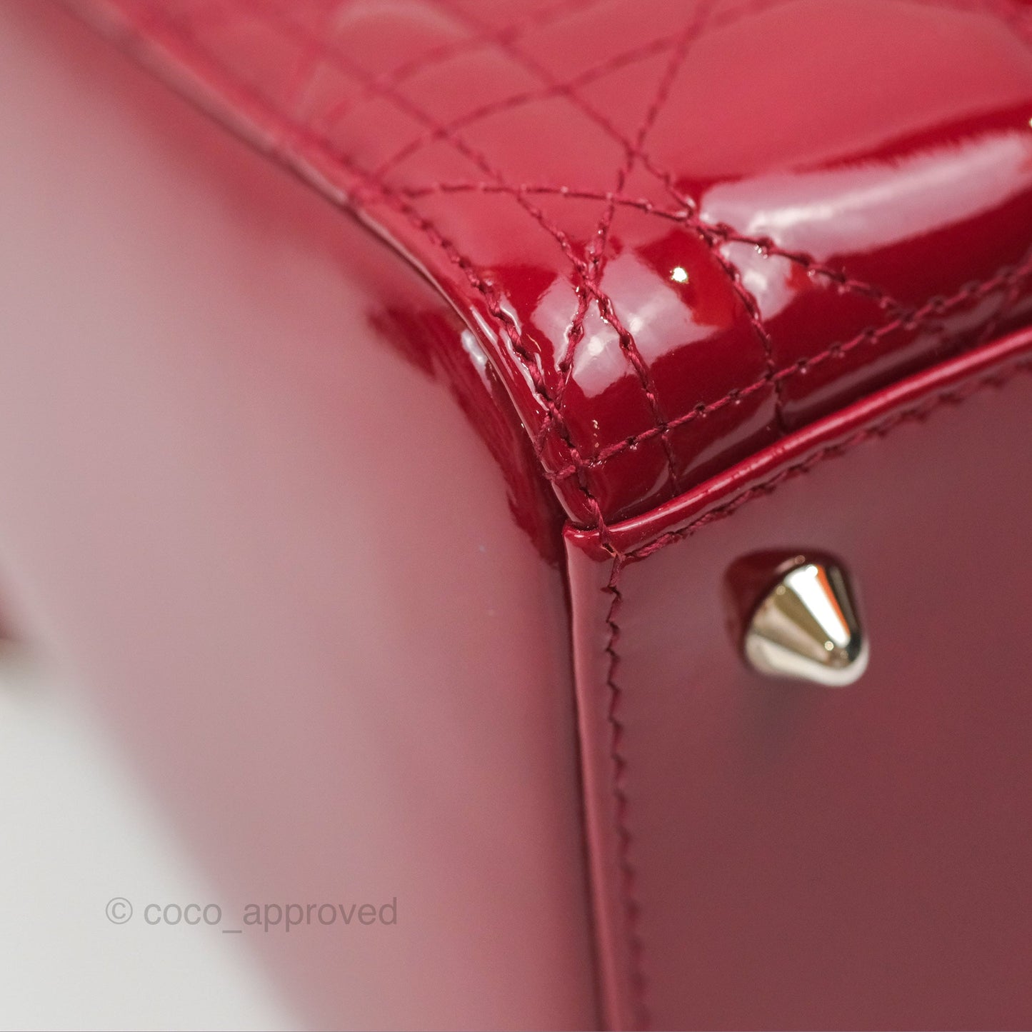 Christian Dior Medium Lady Dior Red Patent Silver Hardware