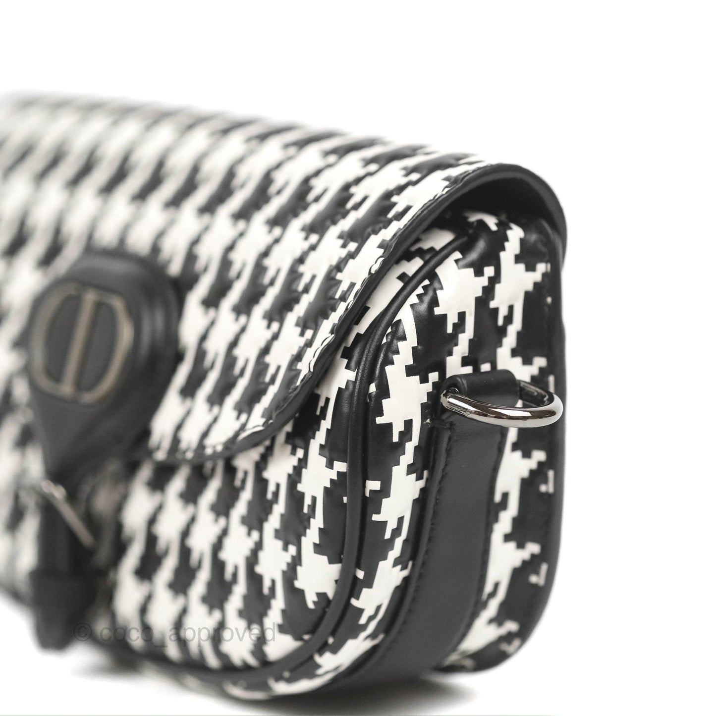 Christian Dior Bobby East-West Bag Black And White Houndstooth Embossed Calfskin