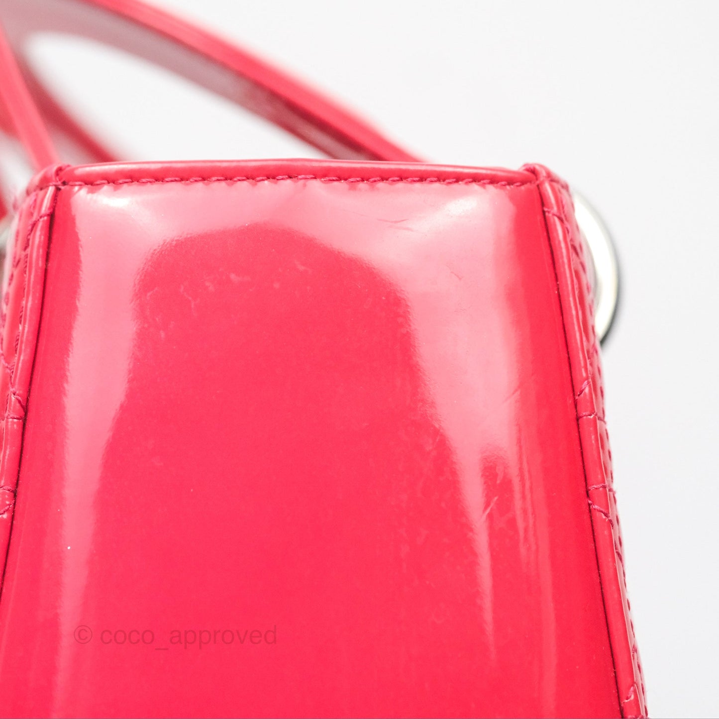 Christian Dior Medium Lady Dior Red Patent Silver Hardware