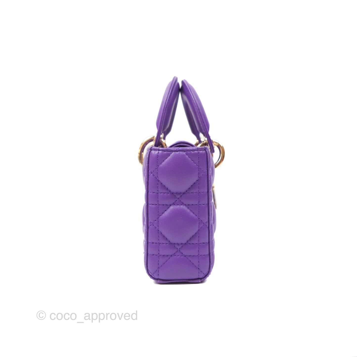 Dior Small Lady D-Joy Bag Purple Lambskin Cannage Gold Hardware
