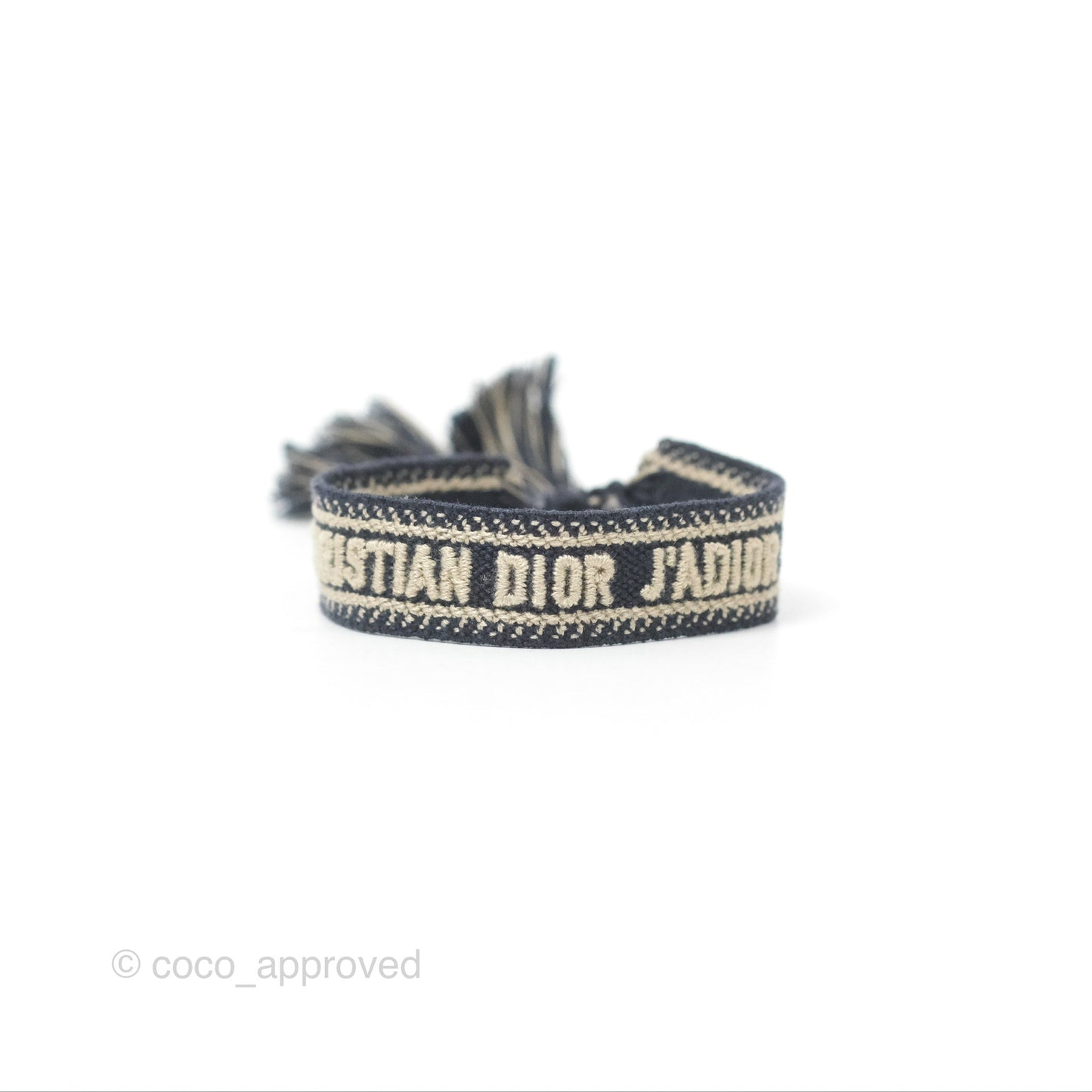 Christian Dior Bracelet Set Navy Blue Dior Oblique Embroidery