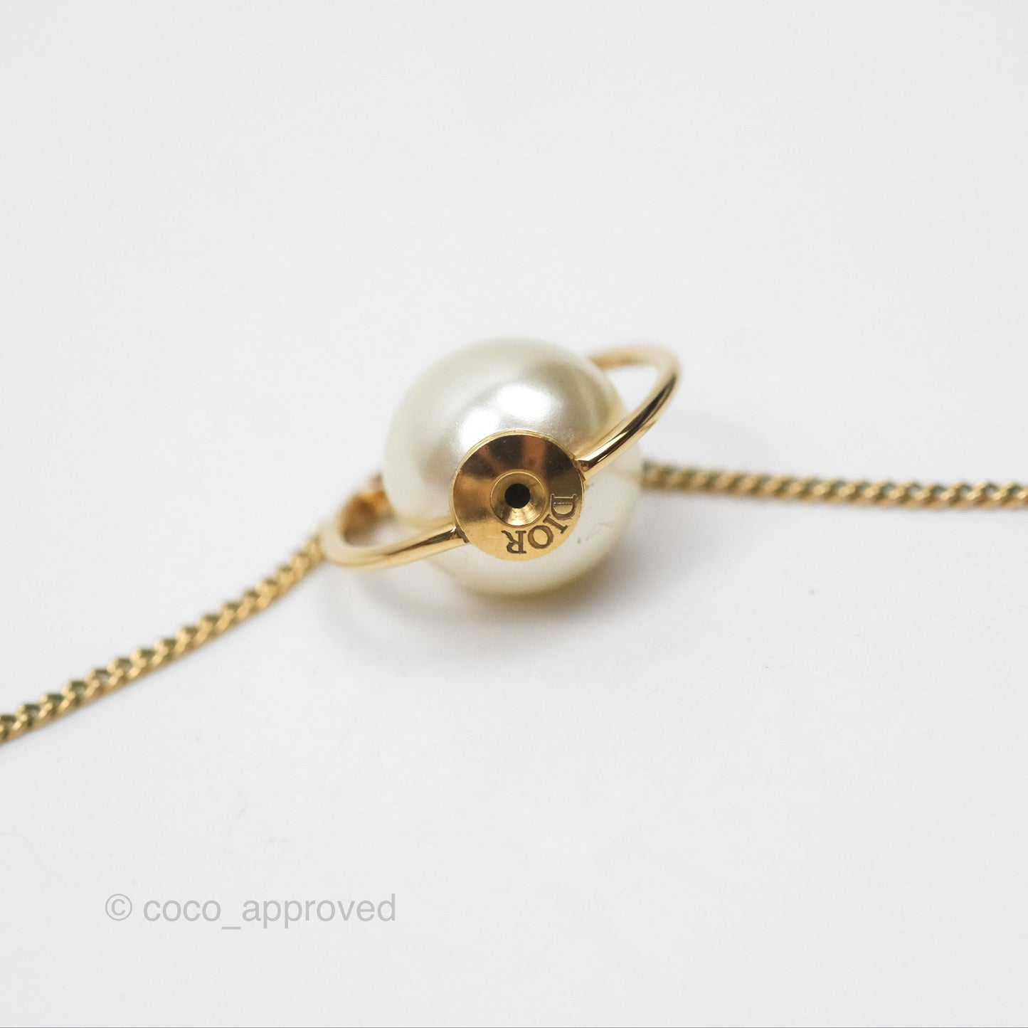 Christian Dior CD Pearl Long Drop Earrings Gold Tone