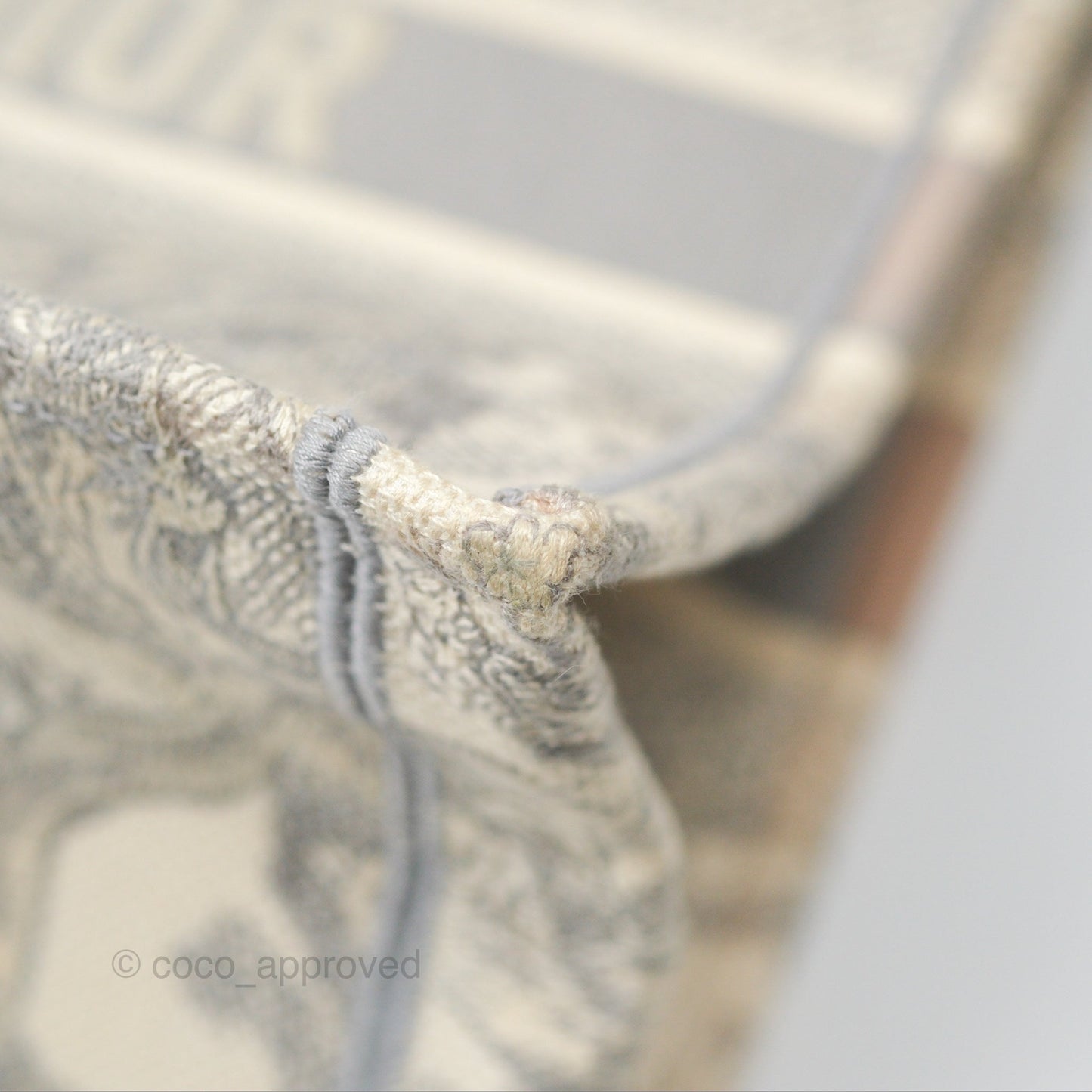 Christian Dior Medium (Old Small) Book Tote Embroidered Toile De Jouy Light Grey Canvas