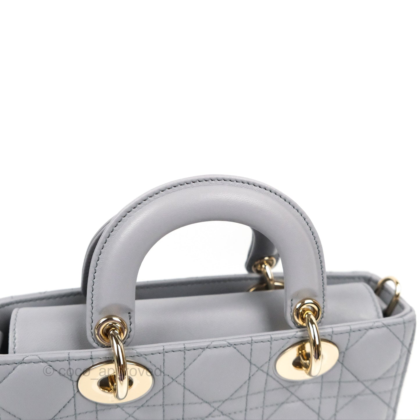 Dior Small Lady D-Joy Bag Grey Lambskin Cannage Gold Hardware