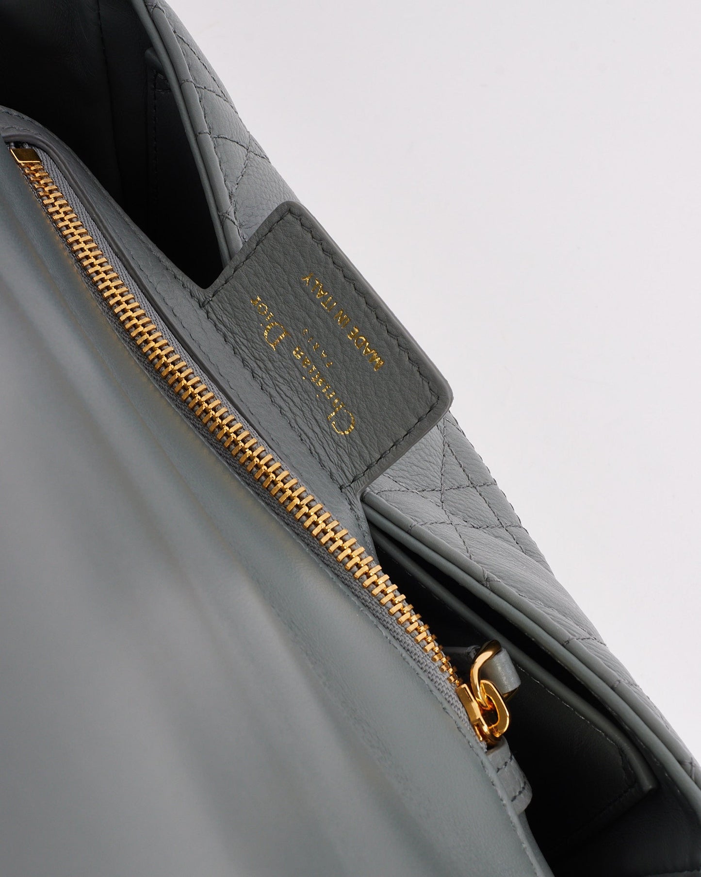 Dior Grey (Stone) Leather Small Caro Bag with Gold Hardware
