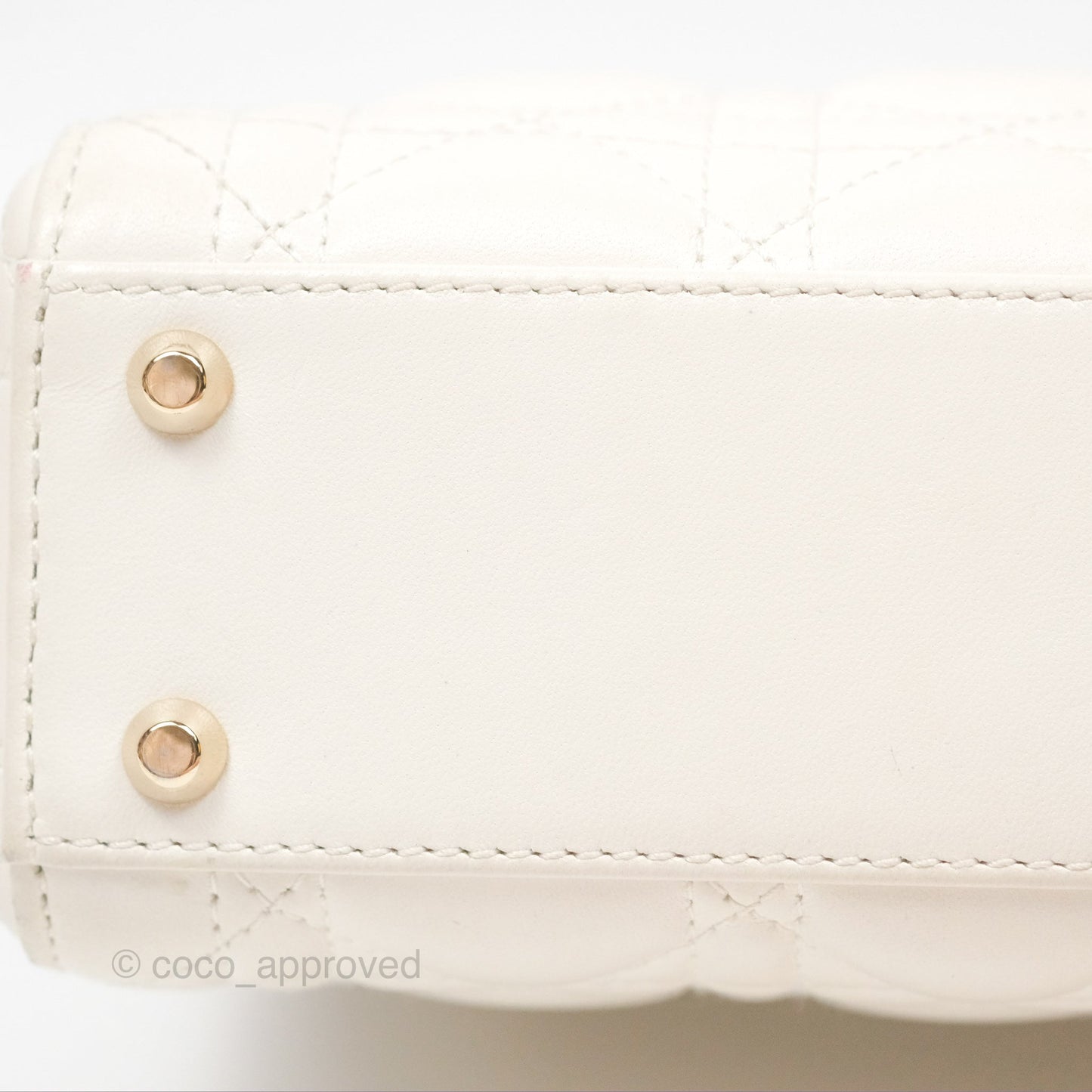 Christian Dior Cannage Mini Lady Dior White Gold Hardware