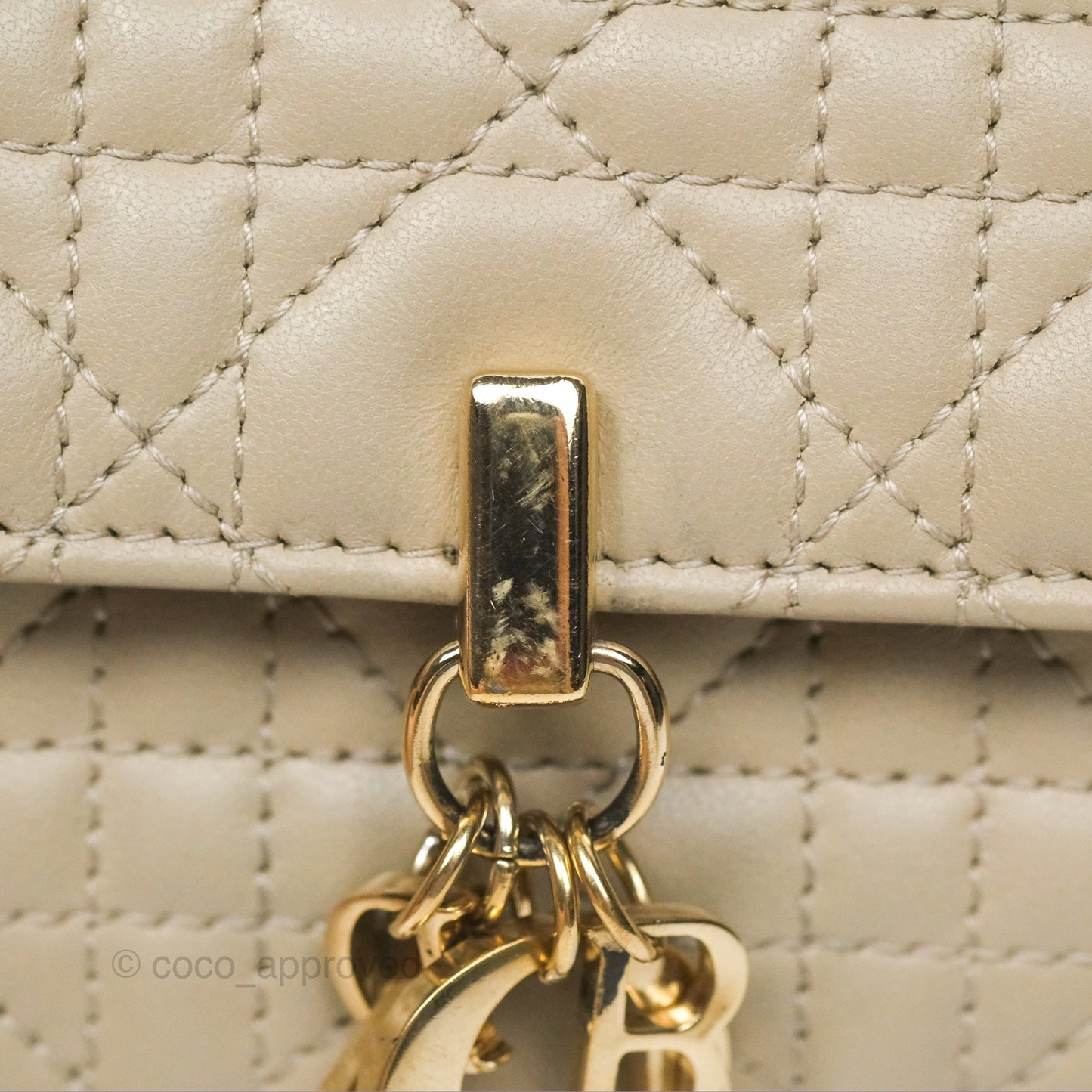 Christian Dior My Dior Daily Chain Pouch Sand-Colored Cannage Lambskin Gold Hardware