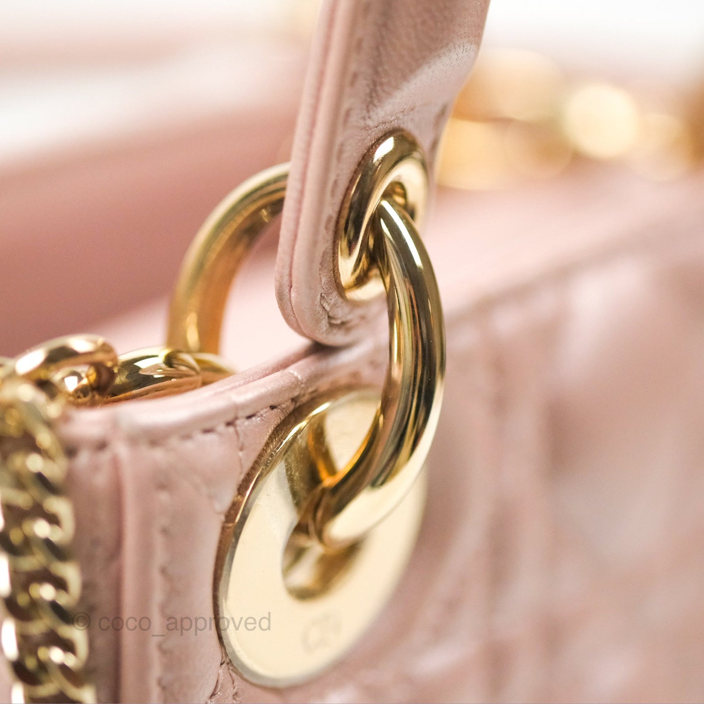 Christian Dior Mini Lady Dior Iridescent Light Pink Cannage Gold Hardware