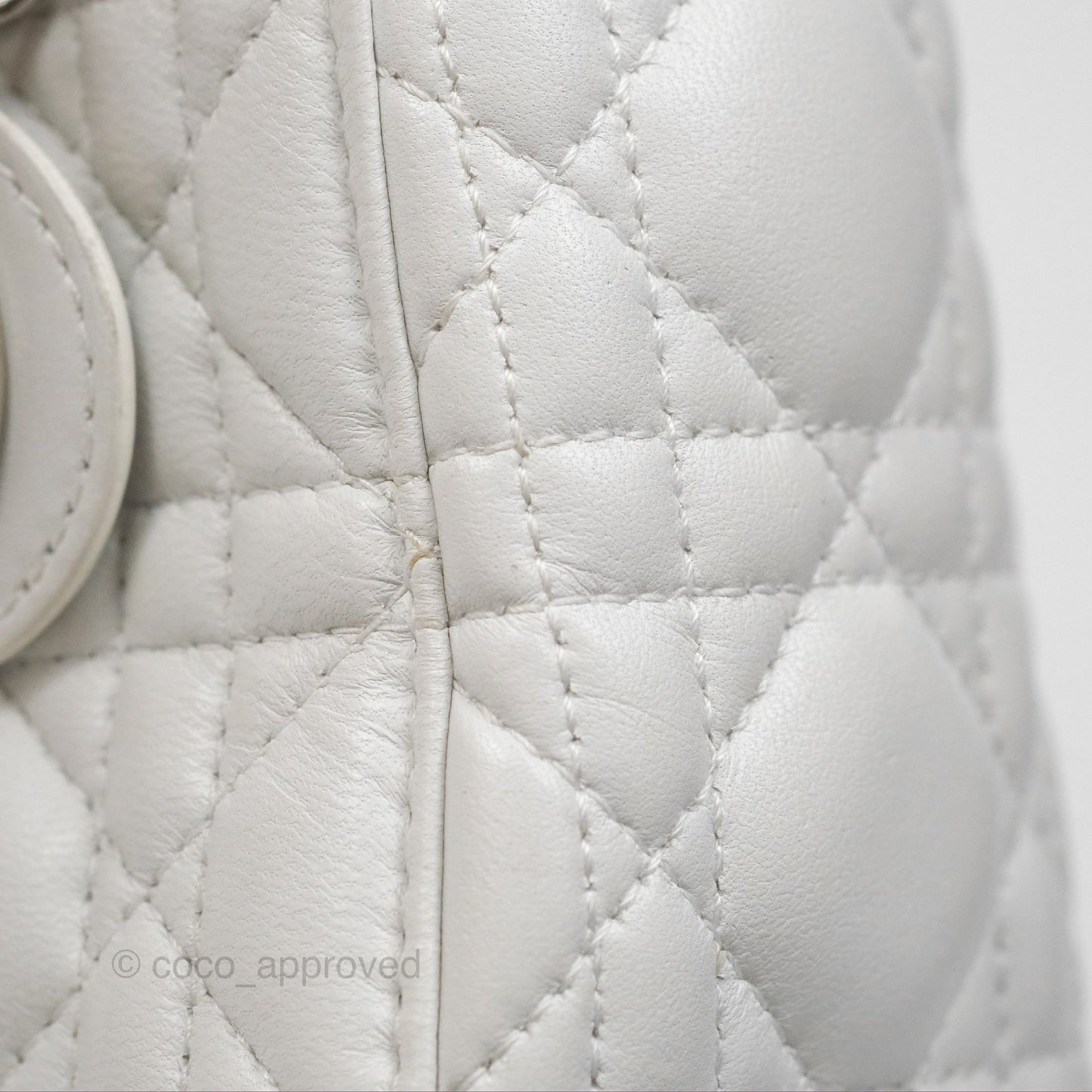 Christian Dior Cannage Mini Lady Dior White Silver Hardware
