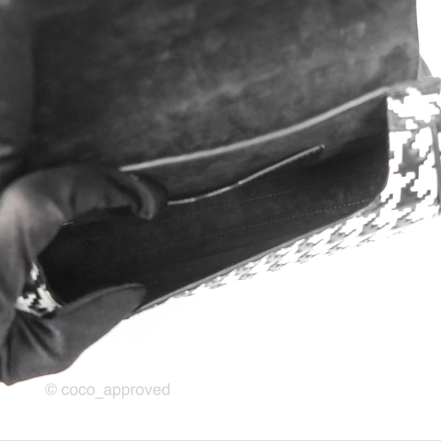 Christian Dior Bobby East-West Bag Black And White Houndstooth Embossed Calfskin