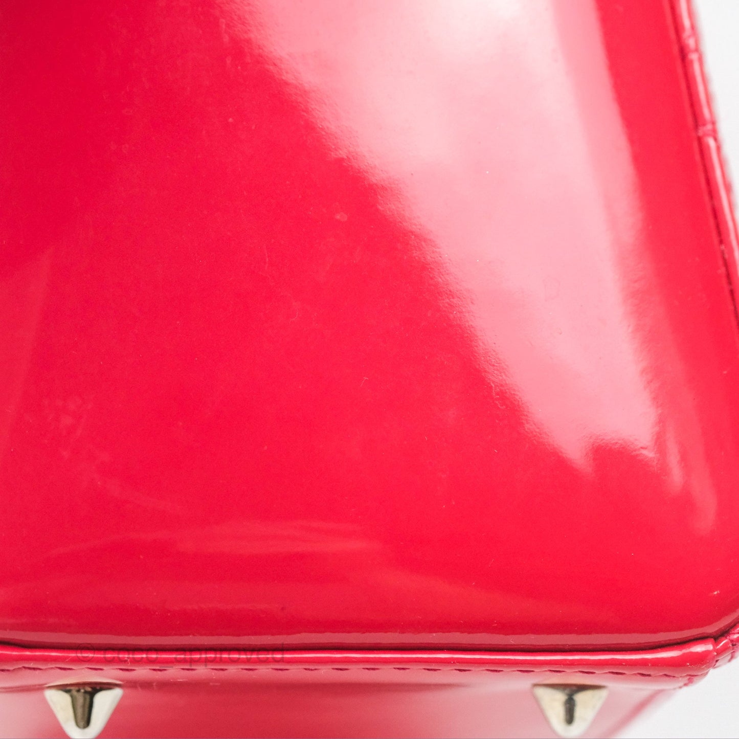 Christian Dior Medium Lady Dior Red Patent Silver Hardware