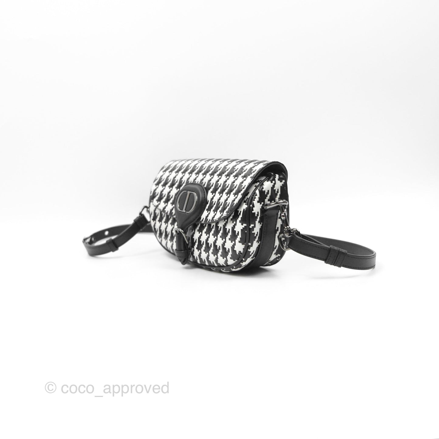 Christian Dior Bobby East-West Bag Black And White Houndstooth Embossed Calfskin