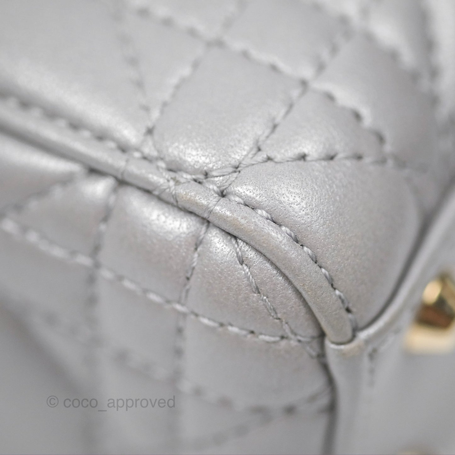Christian Dior Lambskin Cannage Mini Lady Dior Iridescent Grey Gold Hardware