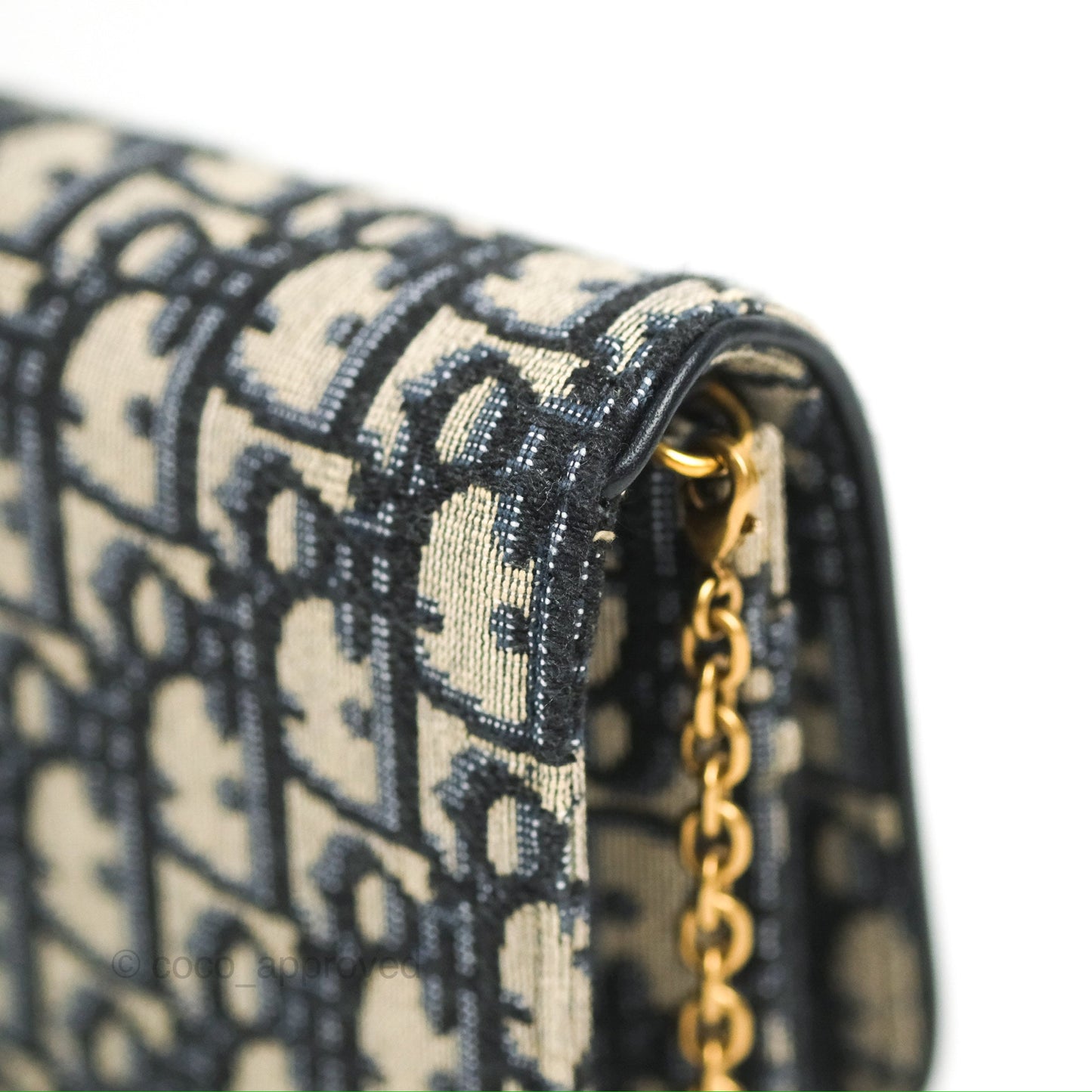 Christian Dior Saddle Chain Pouch Navy Oblique Jacquard