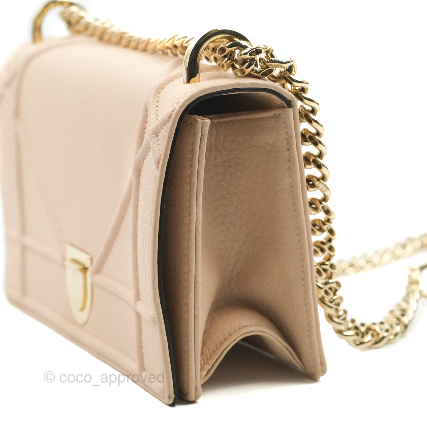 Christian Dior Small Diorama Calfskin Flap Bag Nude Pink Gold Hardware