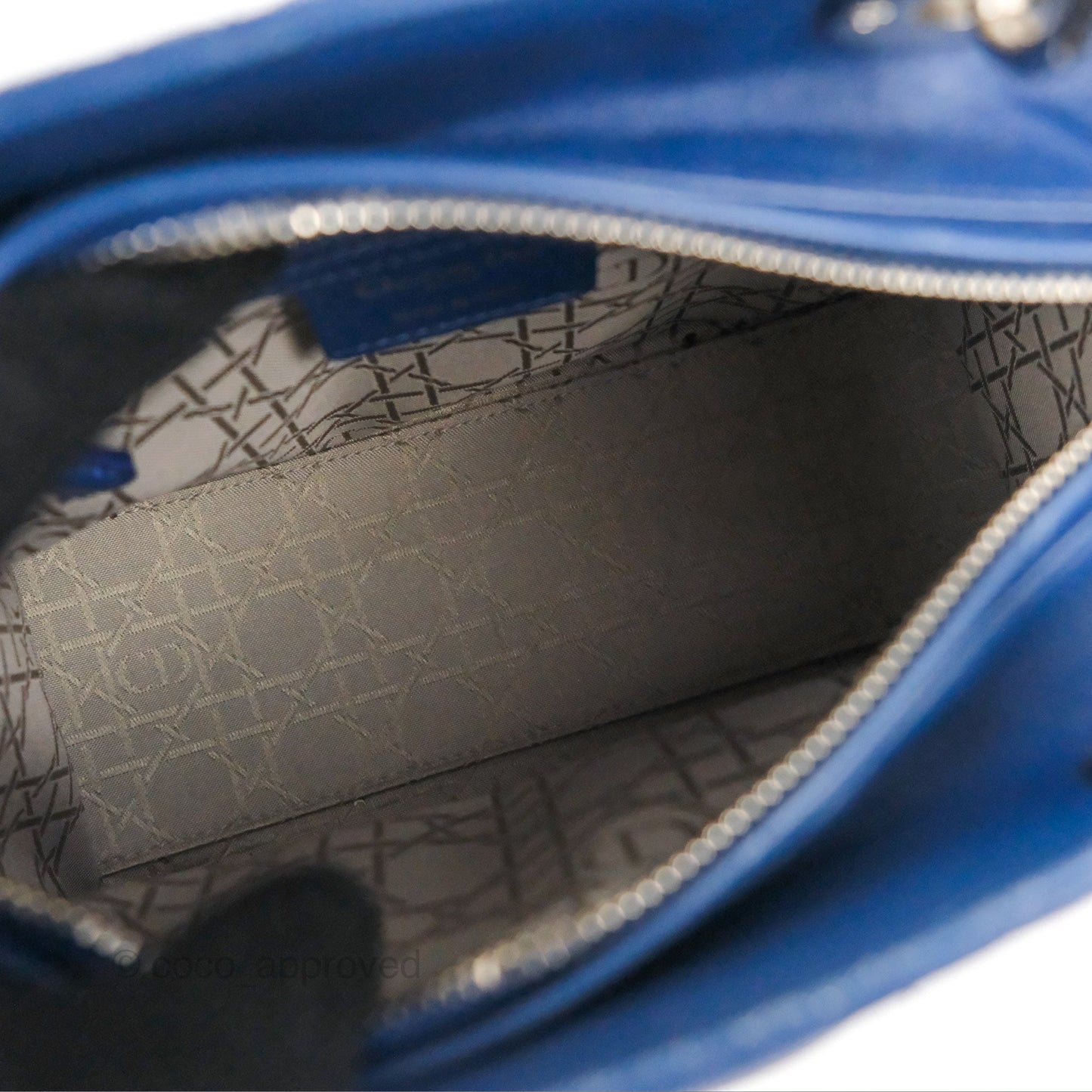 Christian Dior Medium Lady Dior Cannage Dark Blue Lambskin Silver Hardware