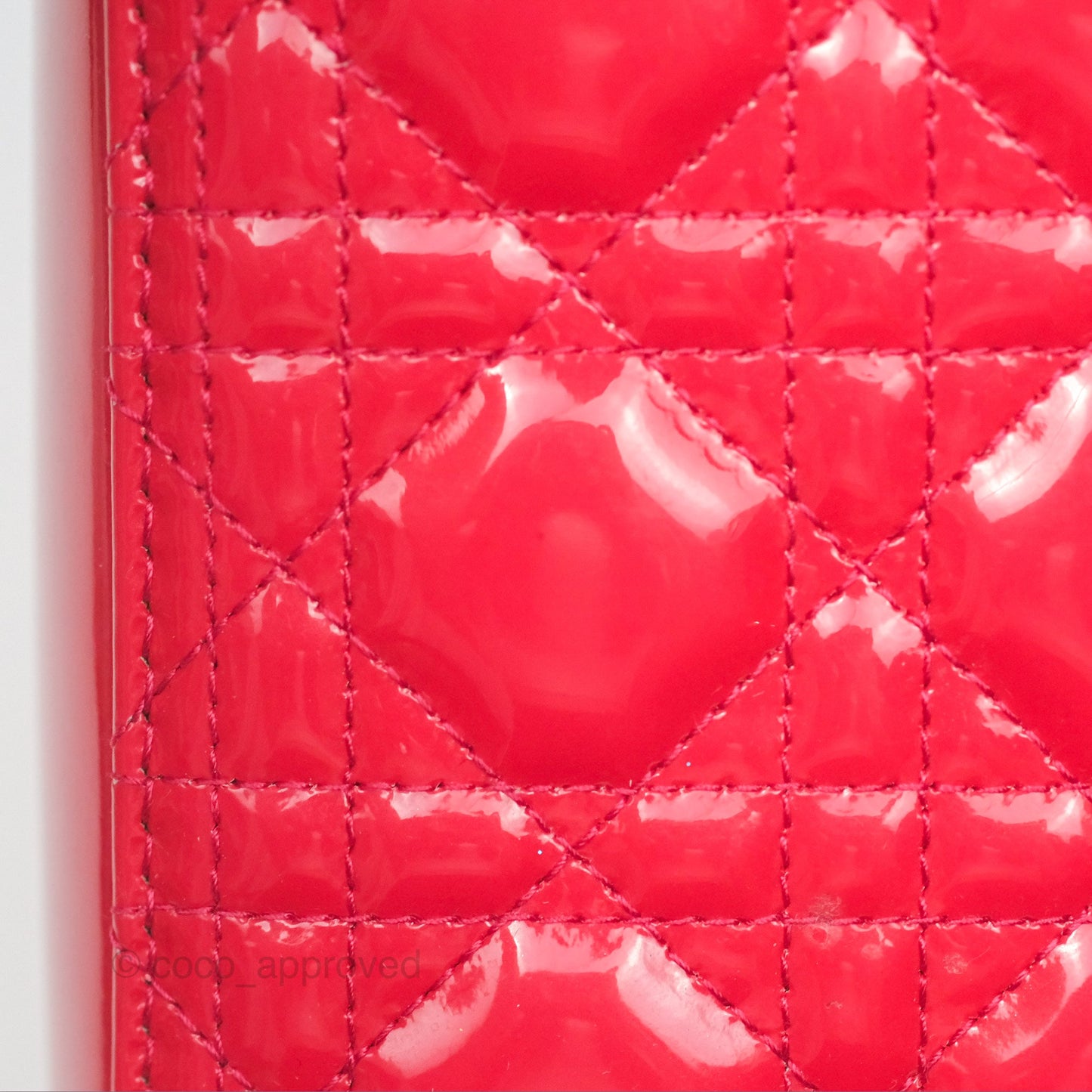 Christian Dior Medium Lady Dior Red Patent Silver Hardware