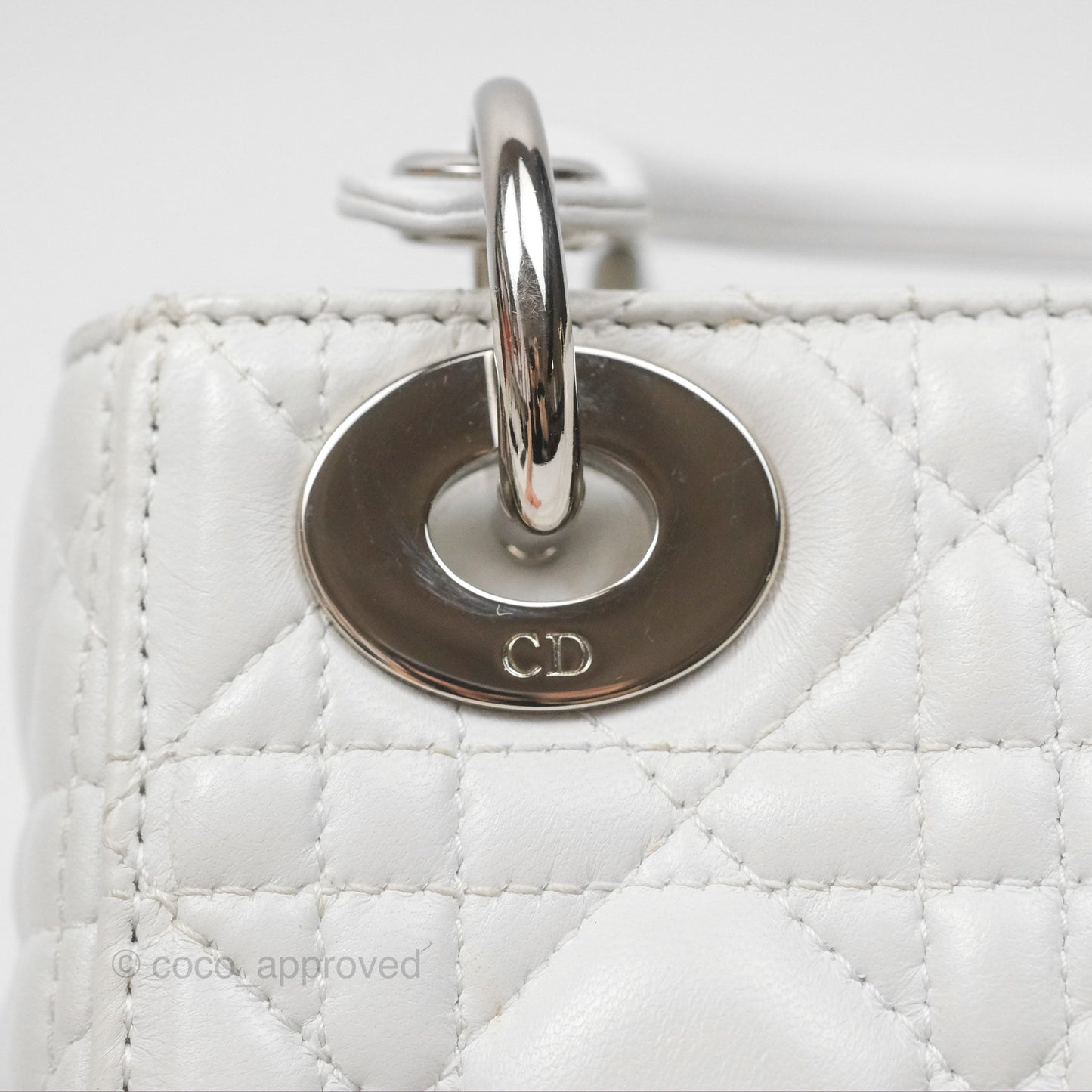 Christian Dior Cannage Mini Lady Dior White Silver Hardware