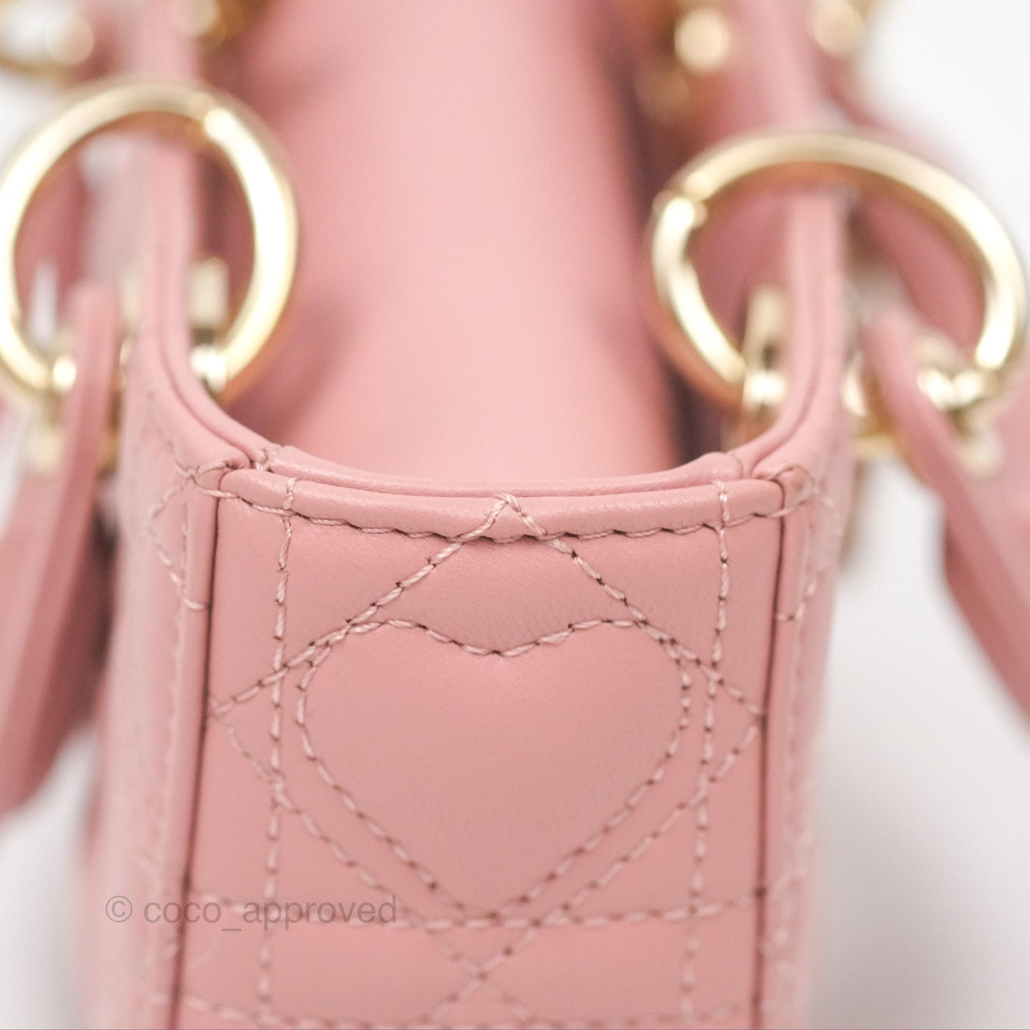 Christian Dior Lady D-Joy Micro Bag Antique Pink Lambskin Heart Quilted