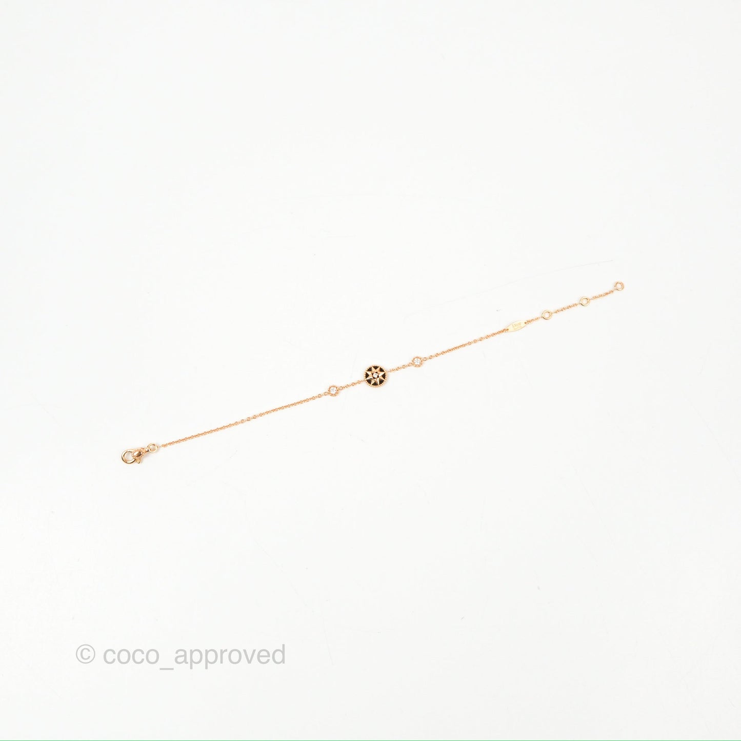 Dior Mini Rose Des Vents Bracelet 3 Diamonds Black Rose Gold