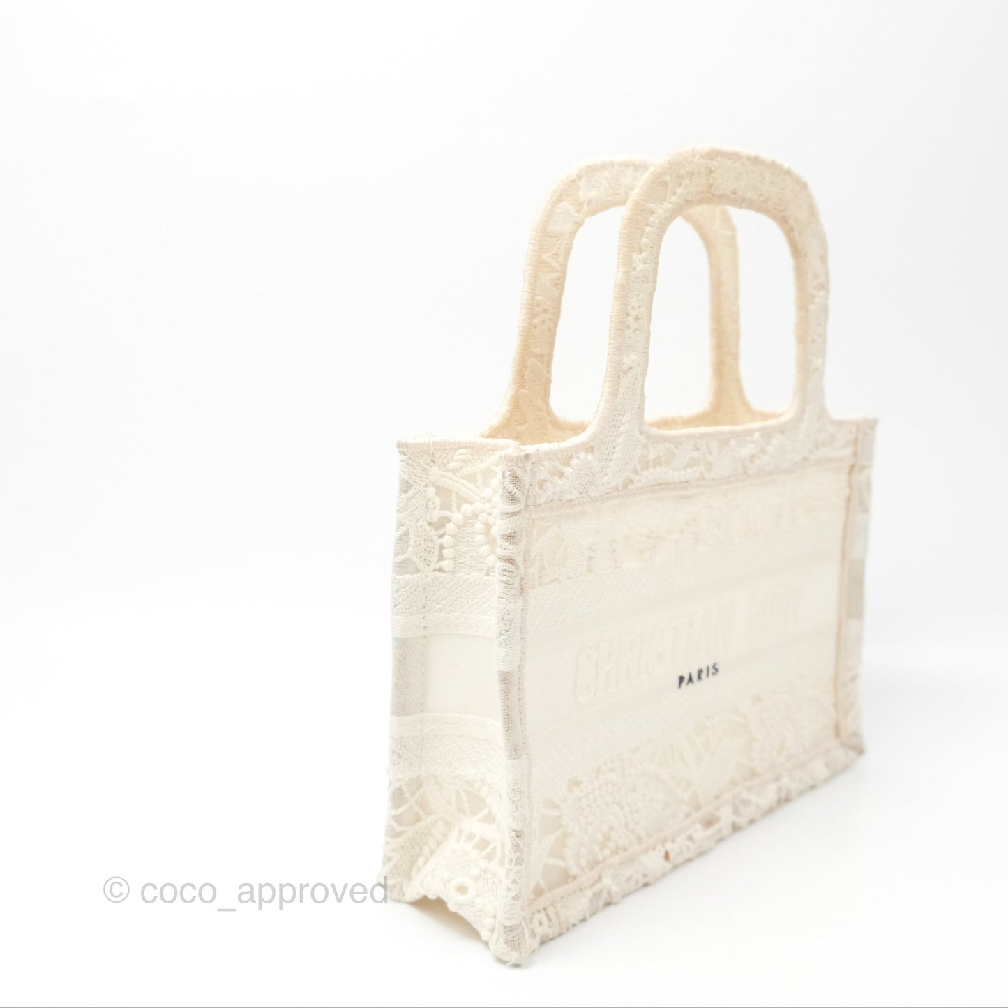 Dior Mini Book Tote Natural Macramé-Effect Embroidery