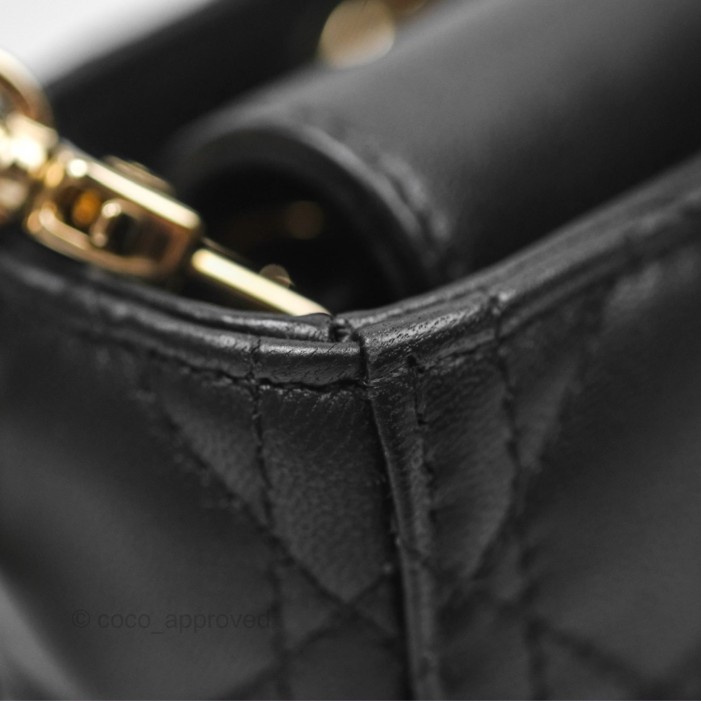 Dior Small Lady D-Joy Bag Black Lambskin Cannage Gold Hardware