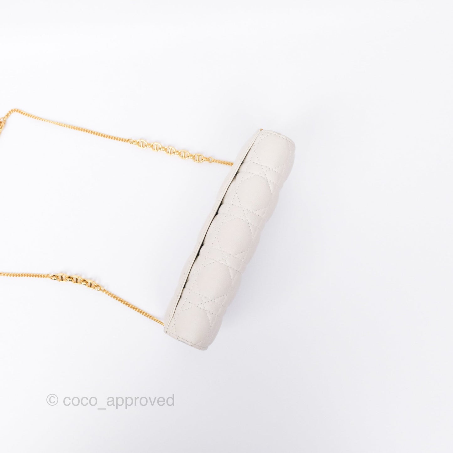 Dior Caro Pouch With Chain Latte Supple Cannage Calfskin