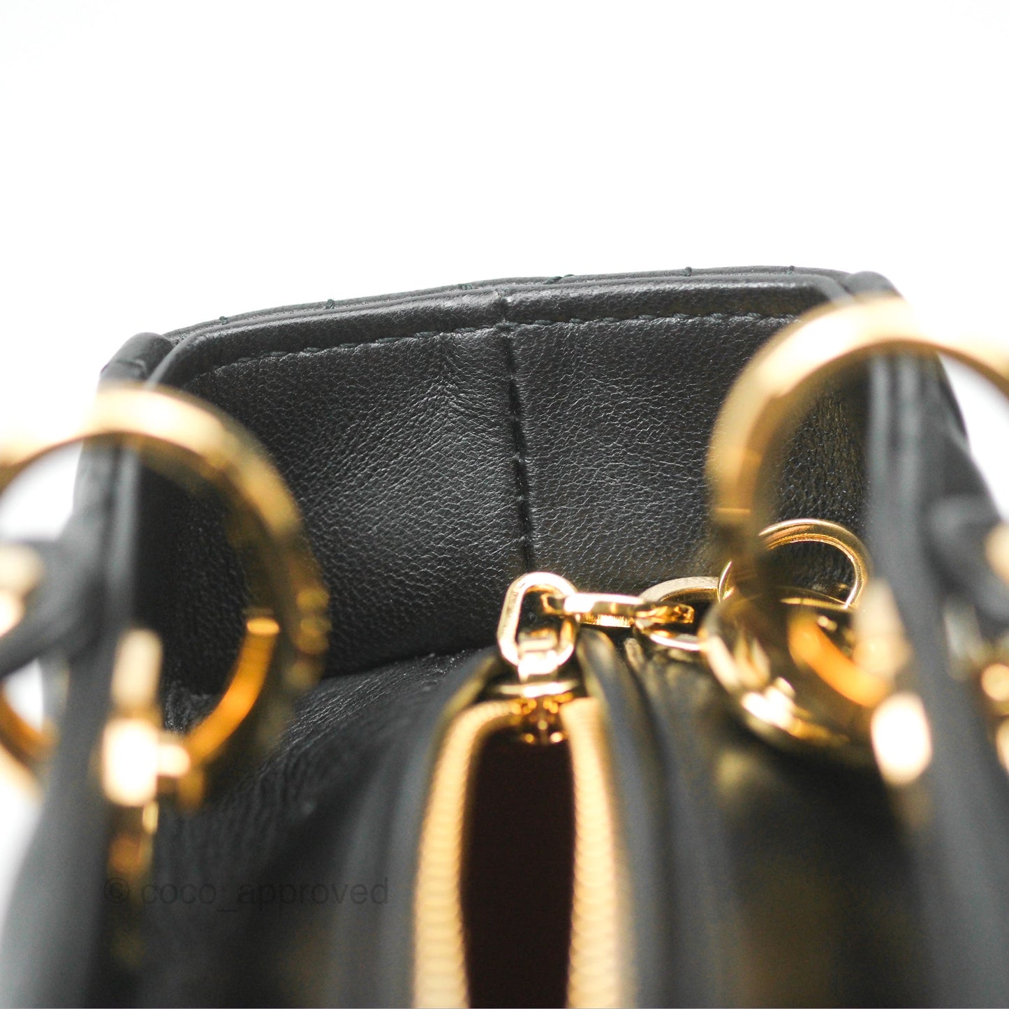 Christian Dior Medium Lady Dior Black Lambskin Gold Hardware