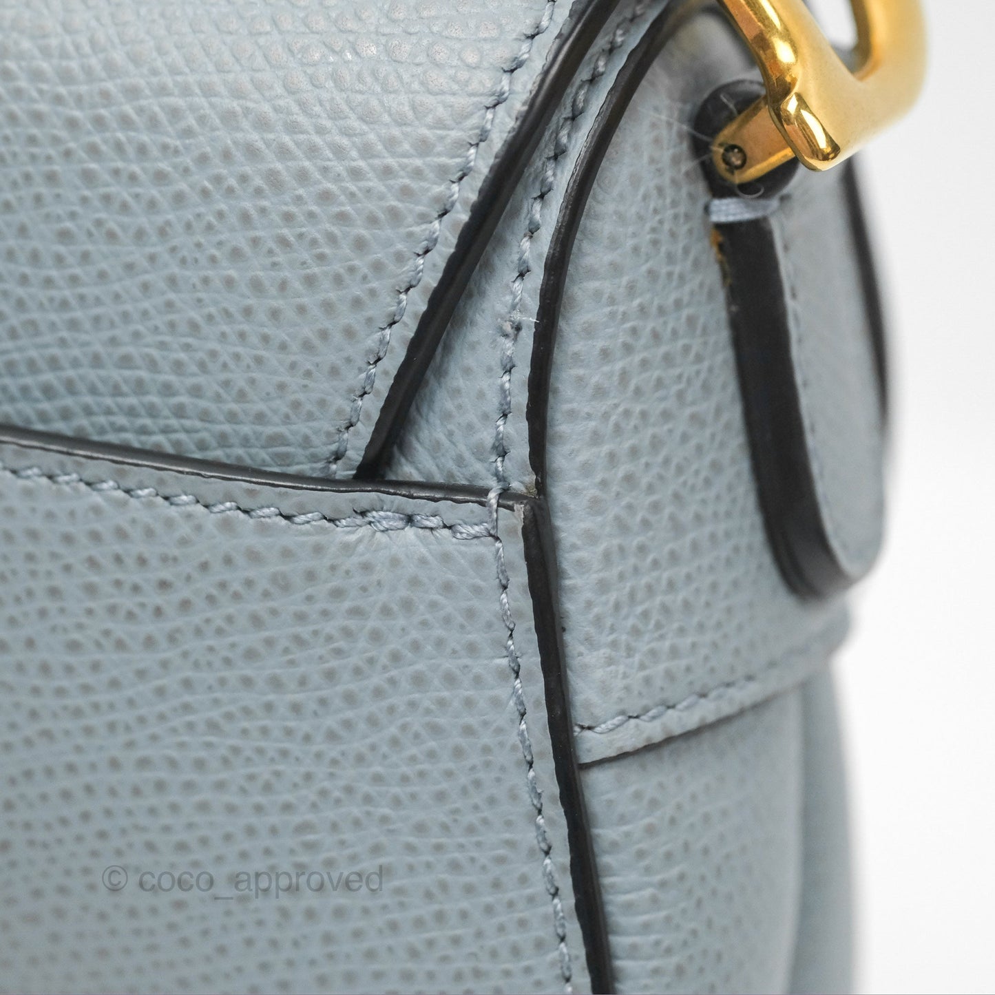 Christian Dior Mini Saddle Bag Cloud Blue Grained Calfskin Gold Hardware