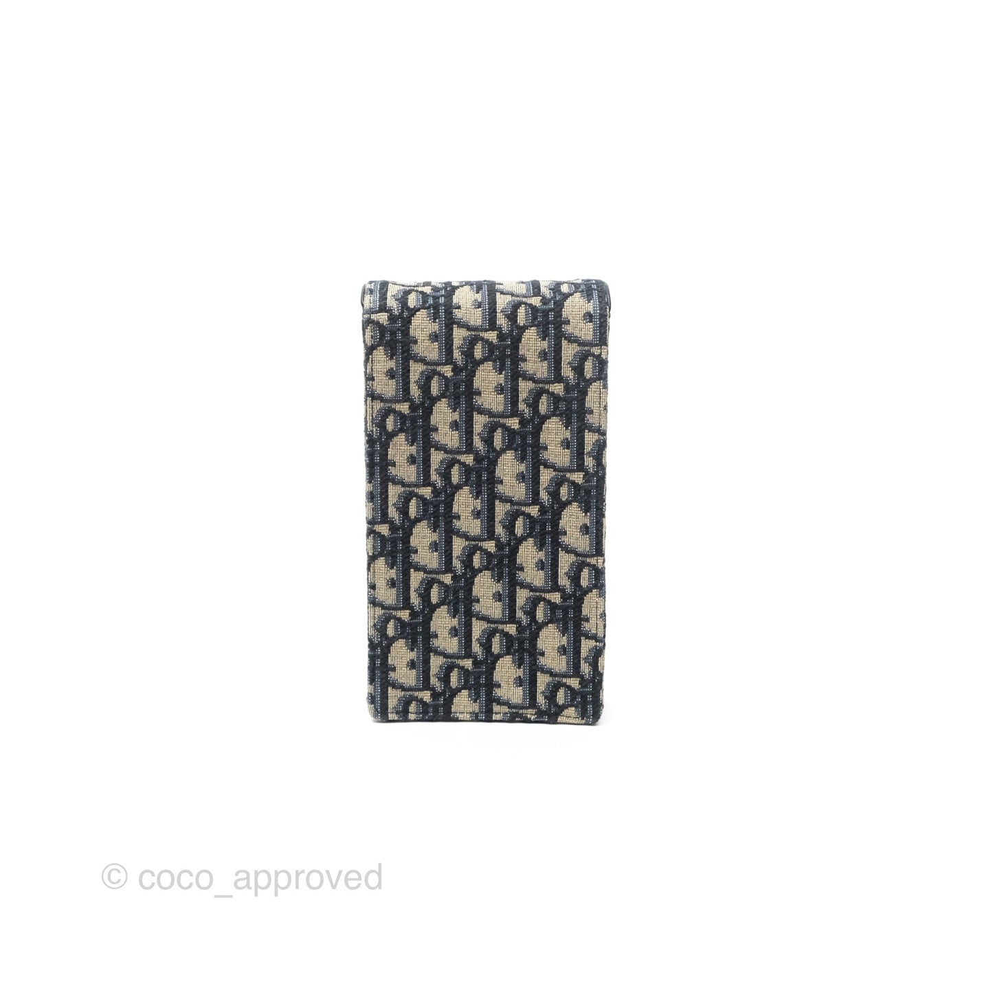Dior Vertical Saddle Phone Holder Navy Oblique Canvas
