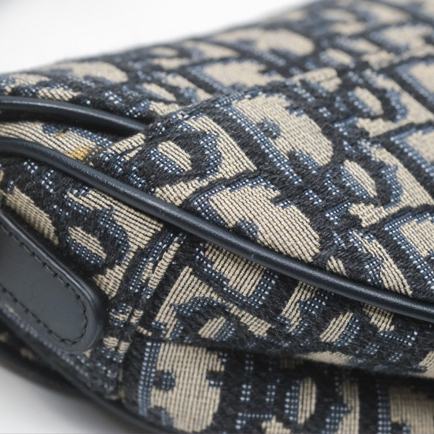 Christian Dior Mini Saddle Bag Blue Oblique Jacquard Gold Hardware