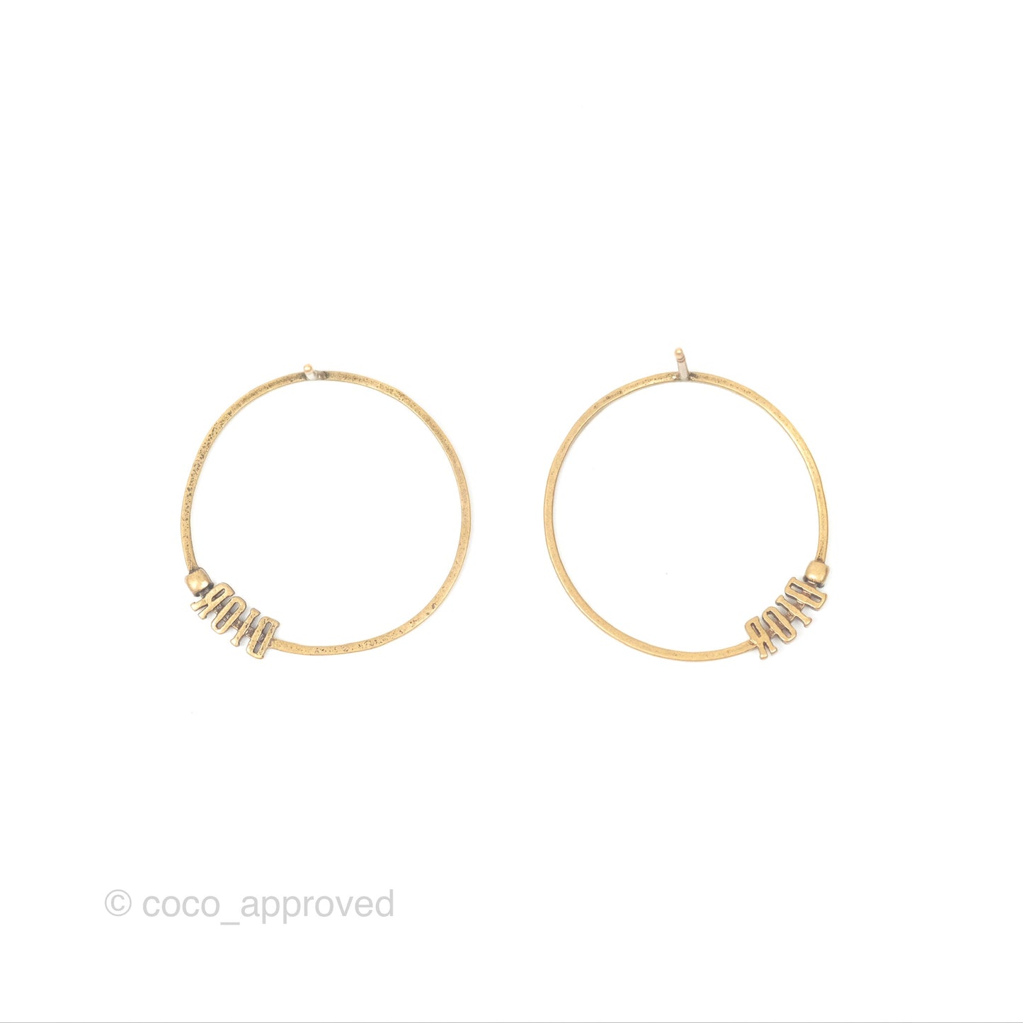Dior Crystals Circle Earrings Antique Gold Tone