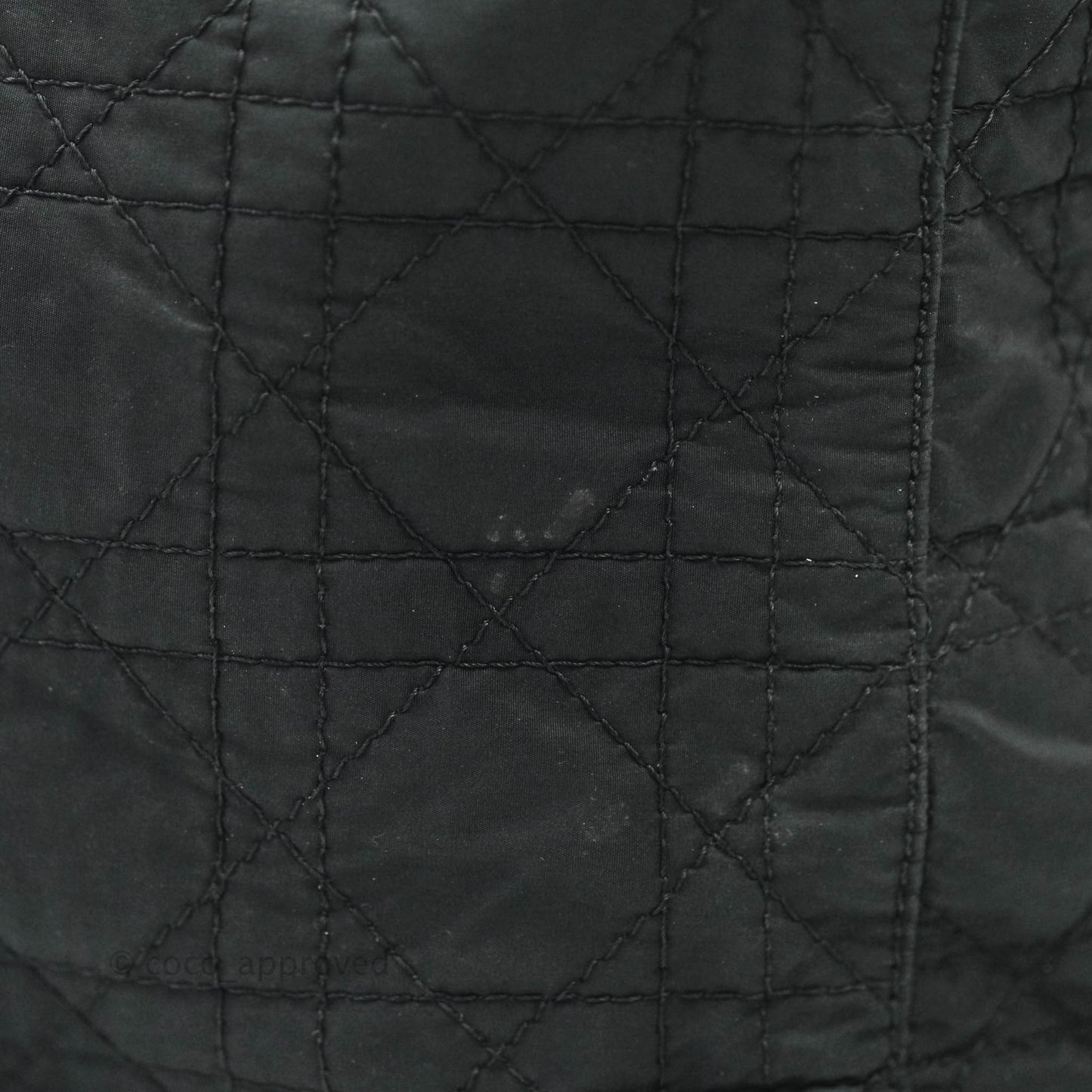 Christian Dior Vintage Large Cannage Fabric Black Lady Dior Silver Hardware