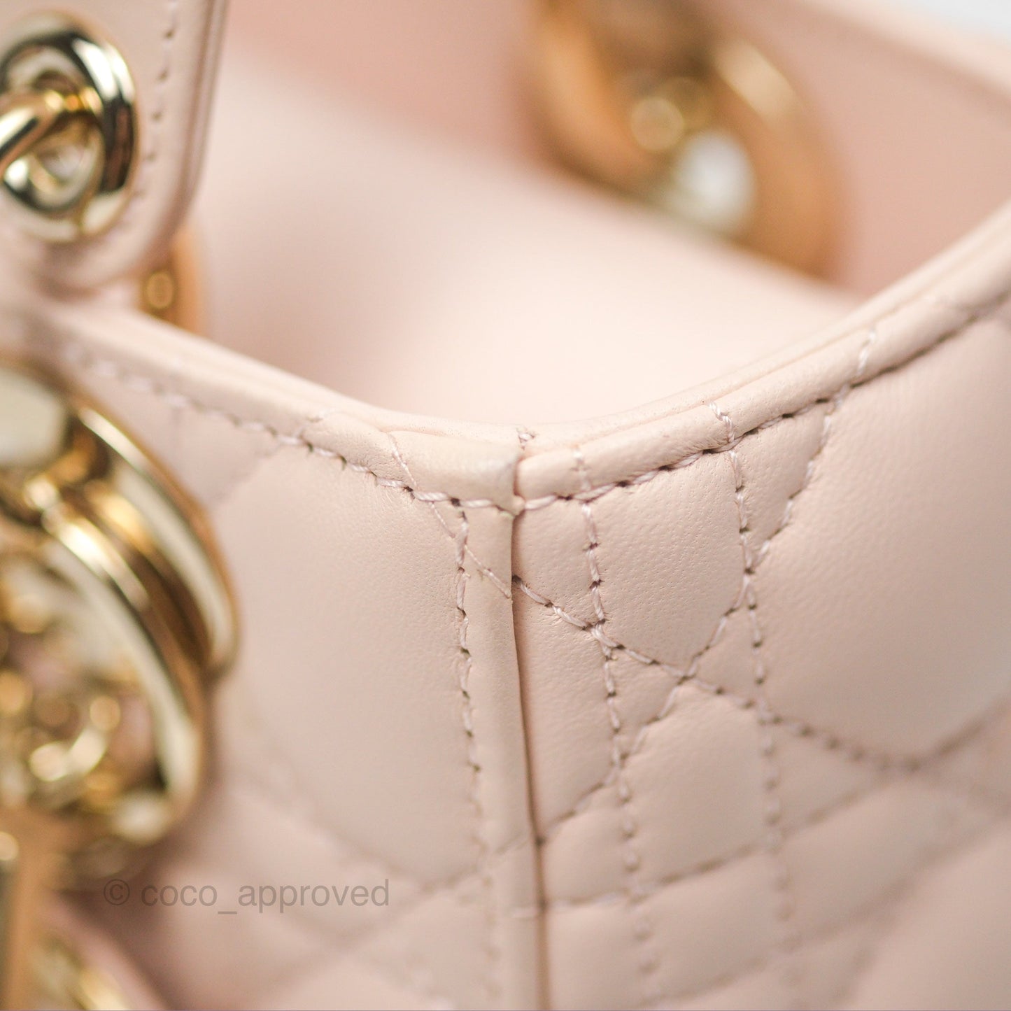 Christian Dior My ABCDior Lady Dior Pale Pink Cannage Lambskin Gold Hardware