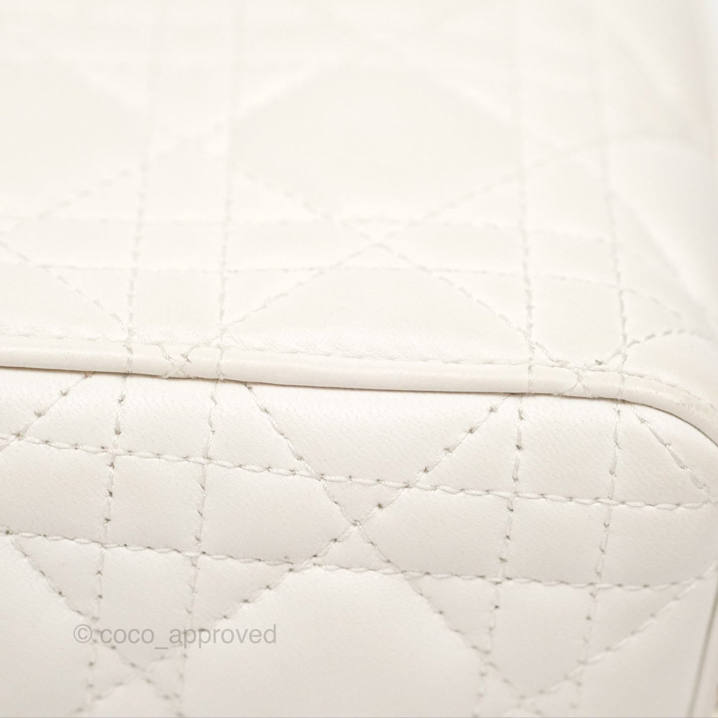 Christian Dior Cannage Mini Lady Dior White Gold Hardware